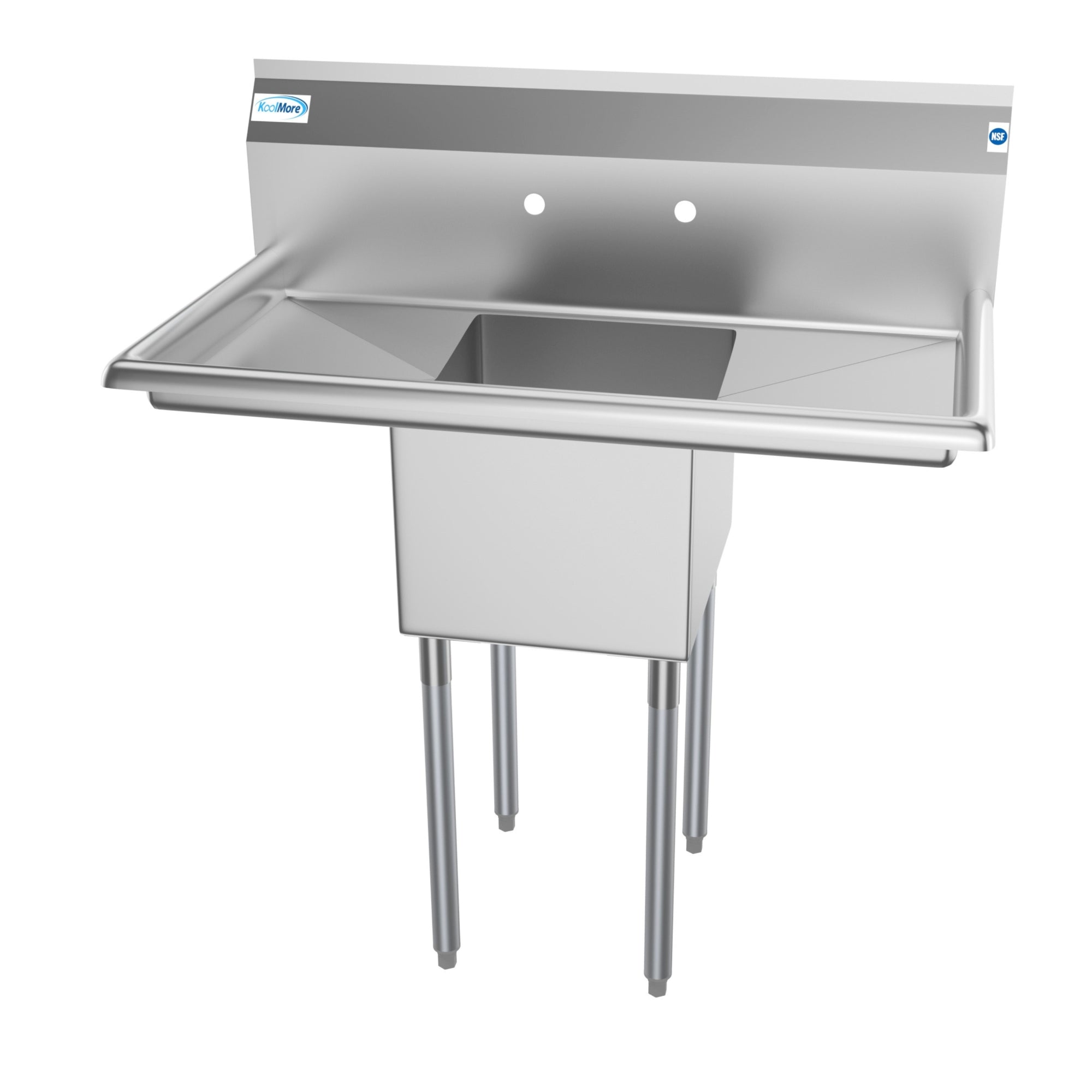 38 in. One Compartment Stainless Steel Commercial Sink with Drainboards, Bowl Size 14"x 16"x 11"