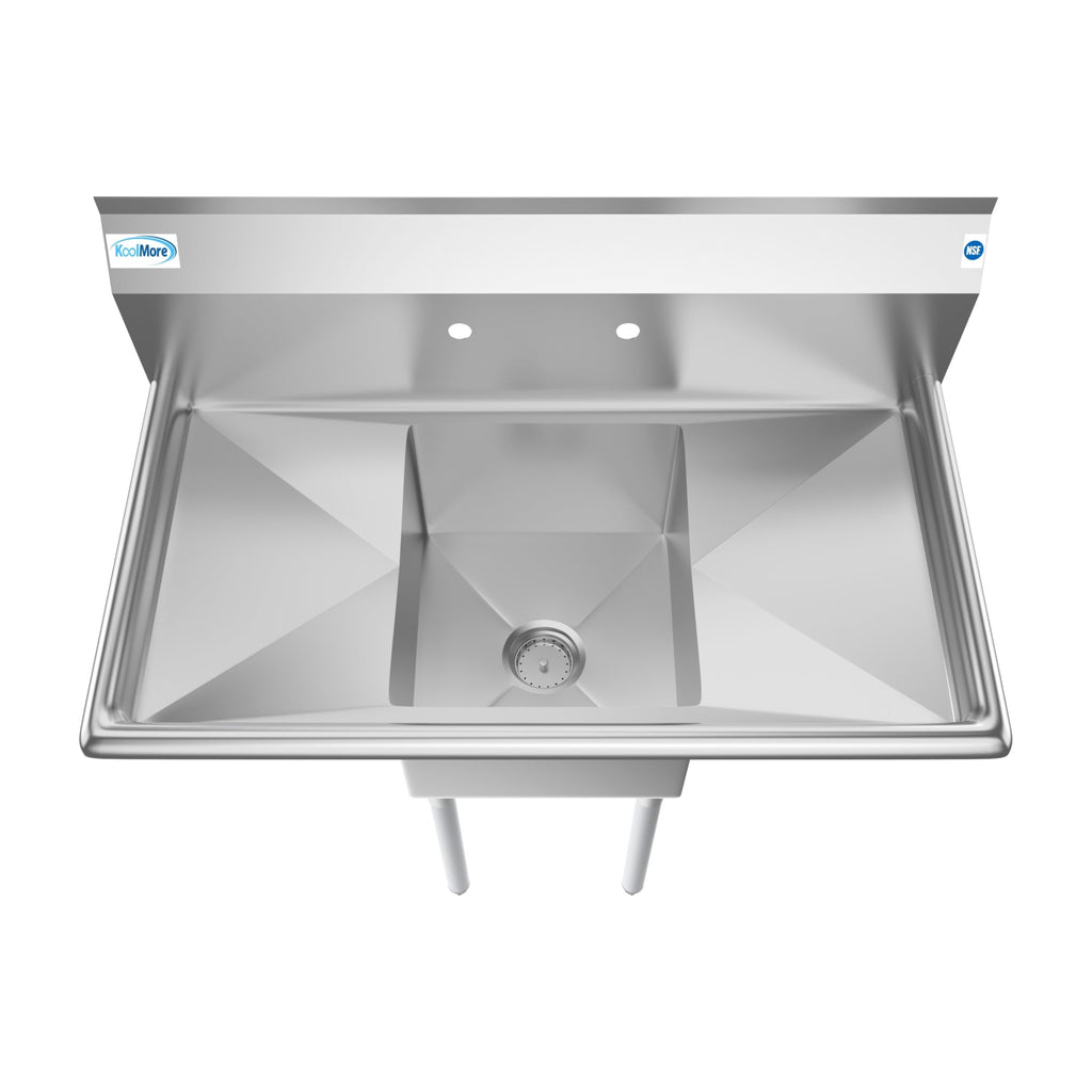 38 in. One Compartment Stainless Steel Commercial Sink with Drainboards, Bowl Size 14"x 16"x 11"