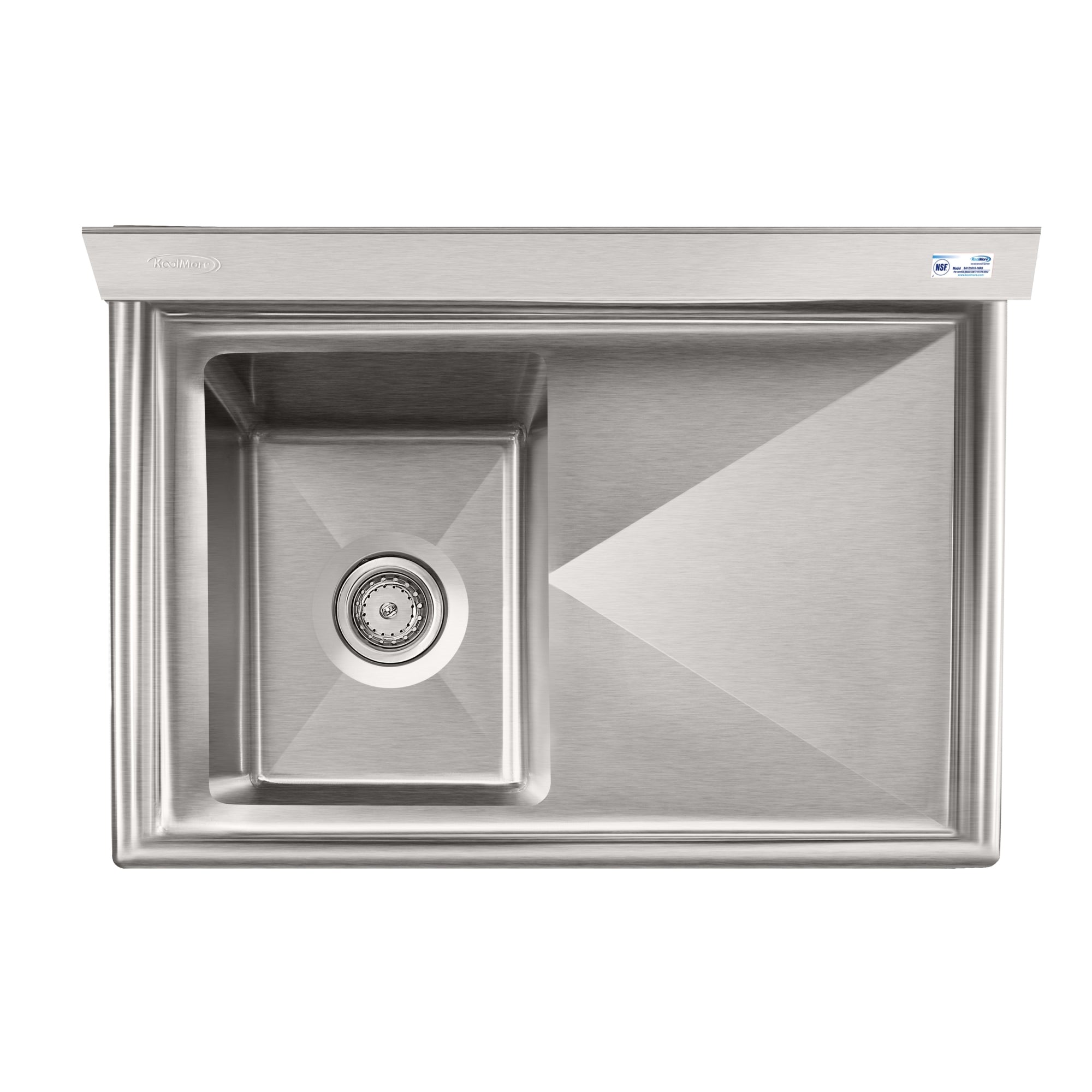 31 in. One Compartment Stainless Steel Commercial Sink with Drainboard, Bowl Size 12" x 16" x 10"