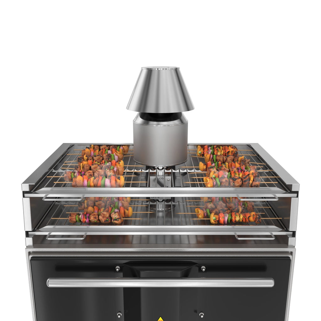 35 in. Commercial Charcoal Oven with Warming Racks in Stainless-Steel