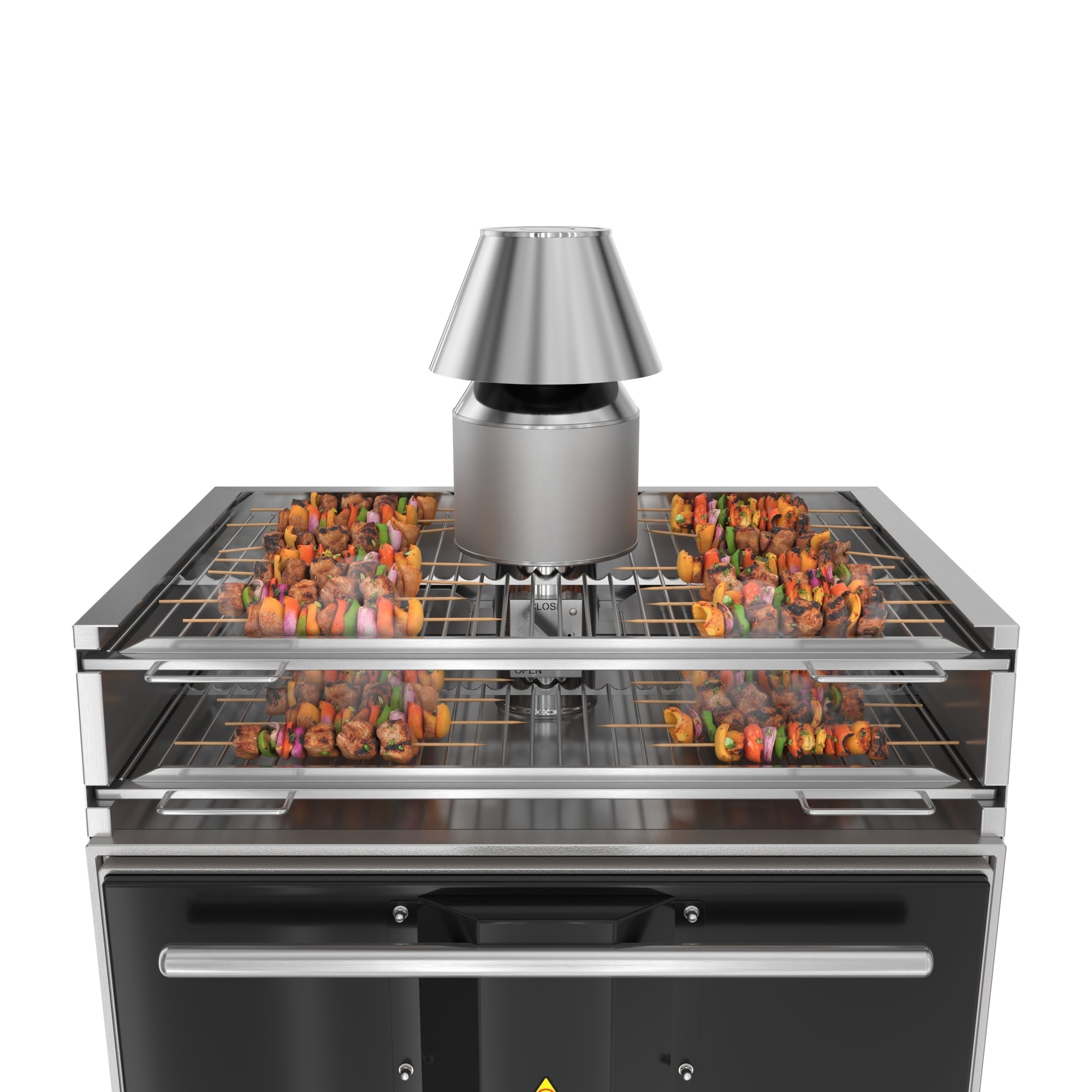 28 in. Commercial Charcoal Oven with Warming Racks in Stainless-Steel