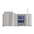 KoolMore Reserve 95 in. Outdoor Kitchen Island with 4-Burner NG and LP BBQ Grill, White Stone Counters and Sides, and Stainless-Steel Cabinets and Sink