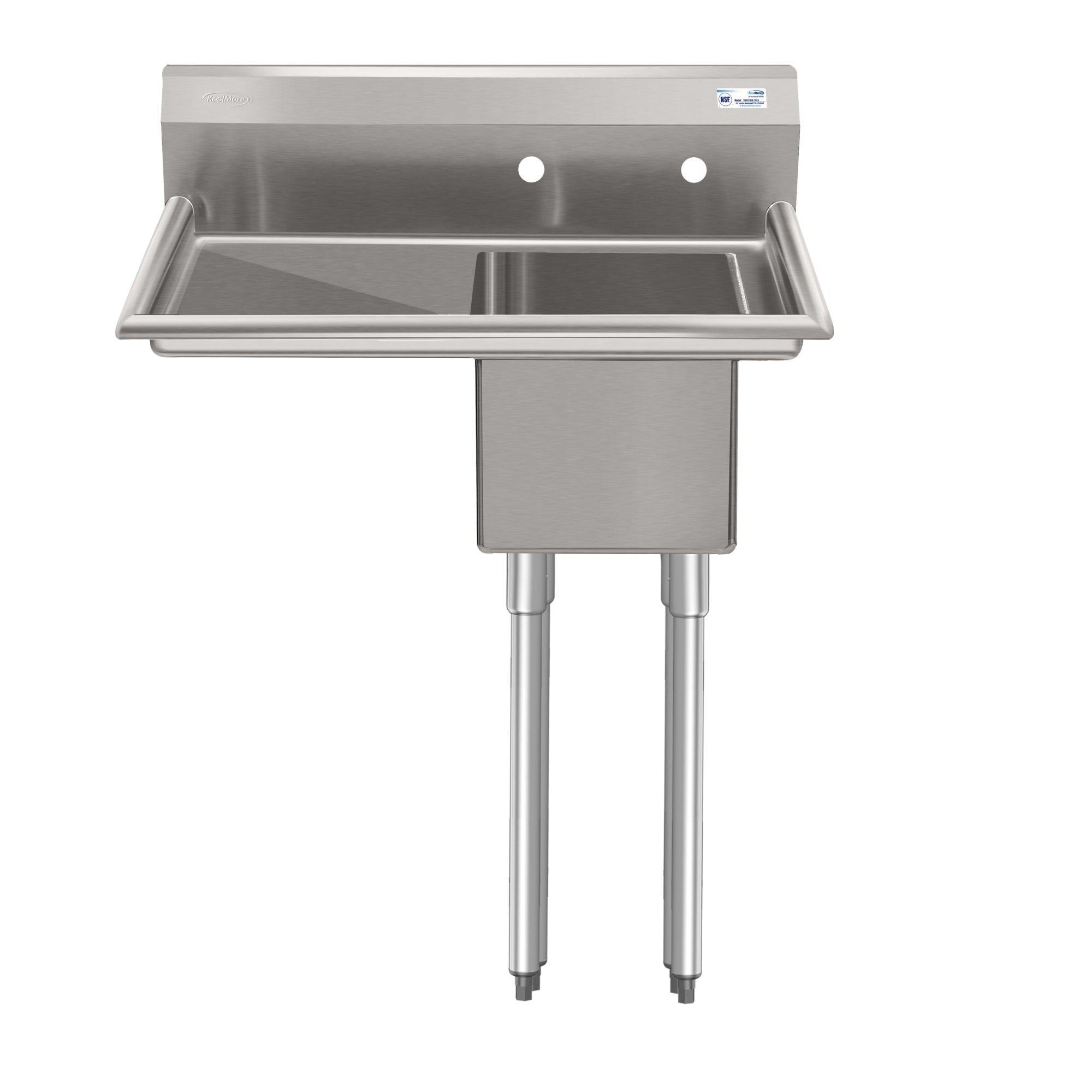 31 in. One Compartment Stainless Steel Commercial Sink with Drainboard, Bowl Size 12"x 16"x 10"