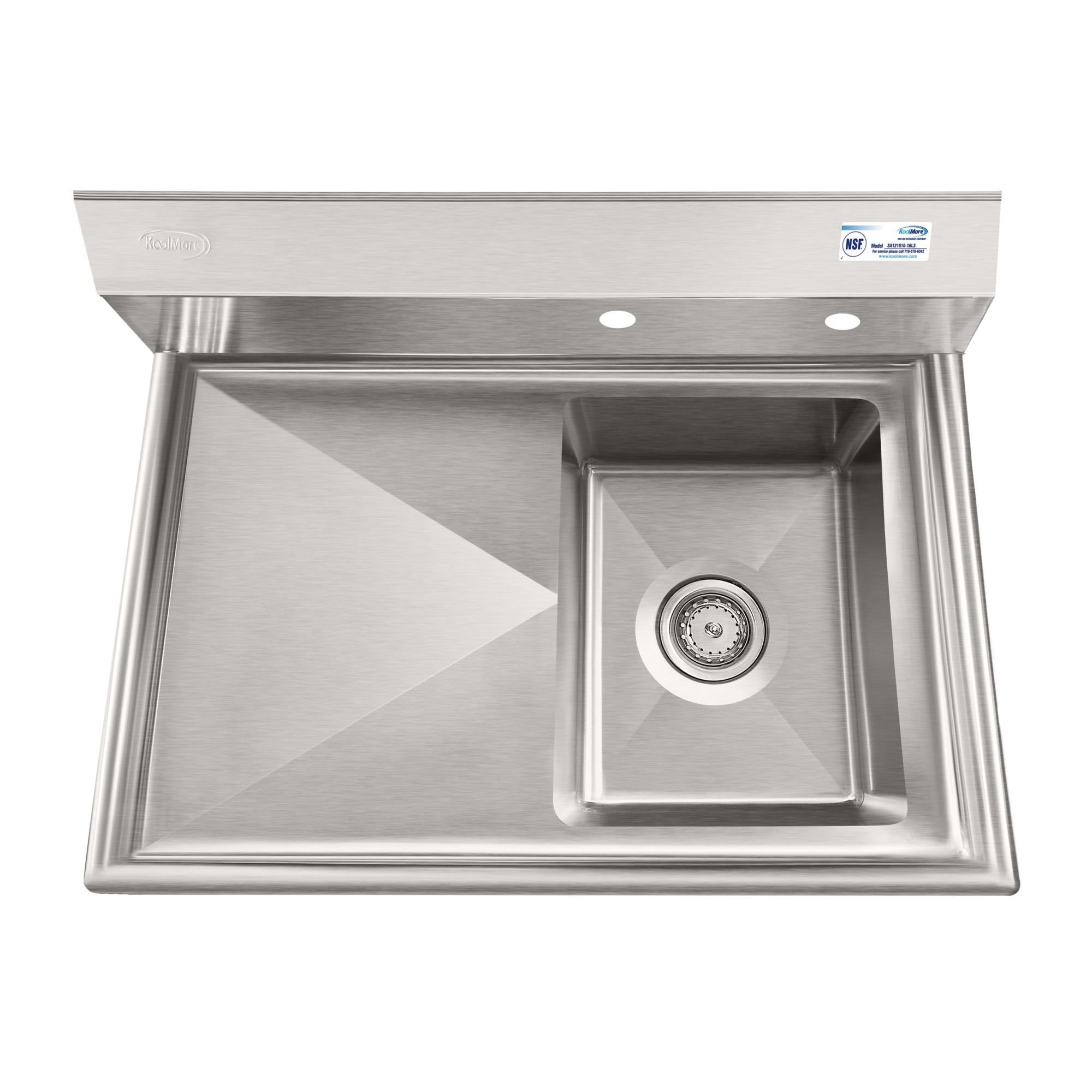 31 in. One Compartment Stainless Steel Commercial Sink with Drainboard, Bowl Size 12"x 16"x 10"