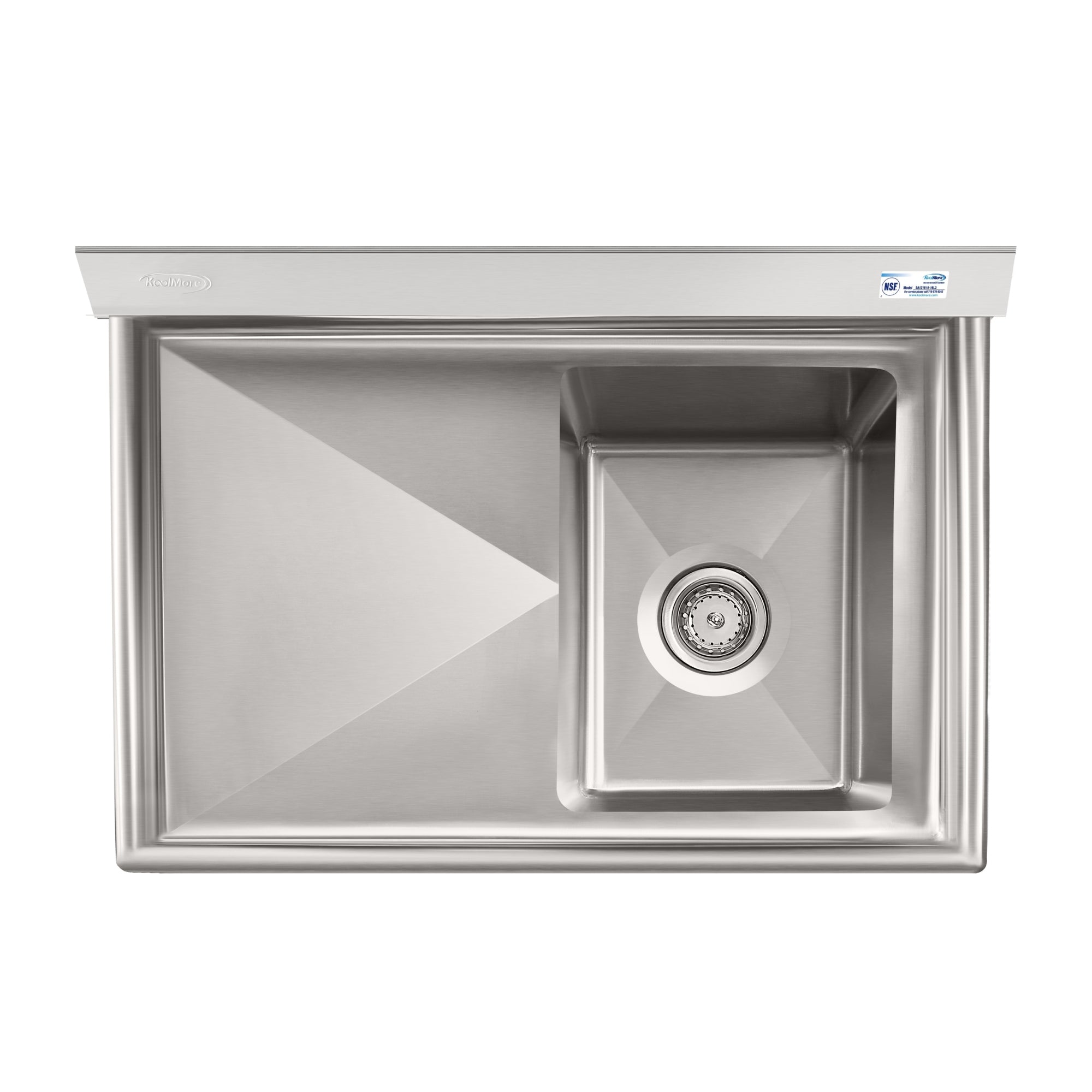 31 in. One Compartment Stainless Steel Commercial Sink with Drainboard, Bowl Size 12"x 16"x 10"