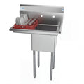 29 in. One compartment Stainless Steel Commercial Restaurant Sink with Drainboard, Bowl Size 14" x 16" x 11"