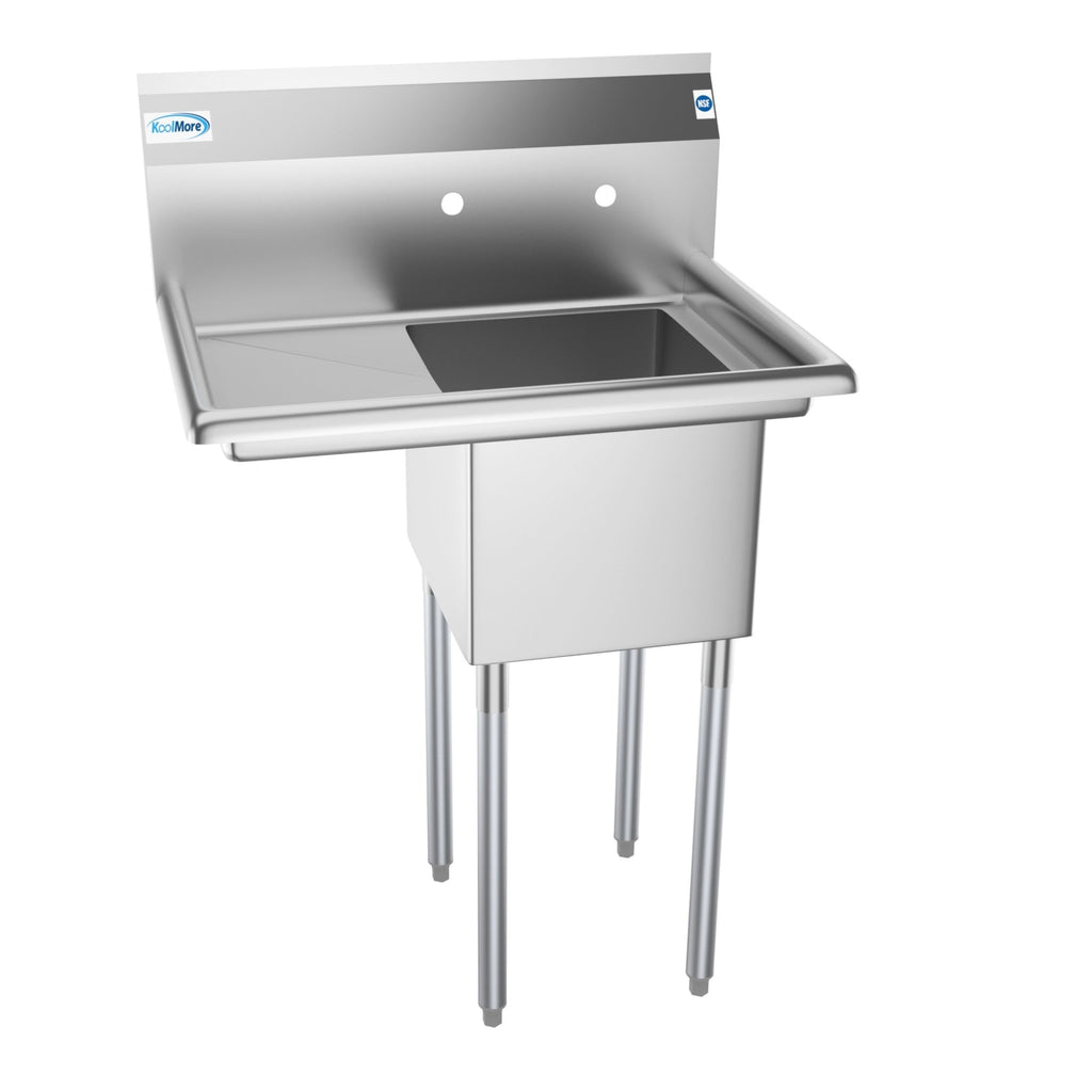 29 in. One compartment Stainless Steel Commercial Restaurant Sink with Drainboard, Bowl Size 14" x 16" x 11"
