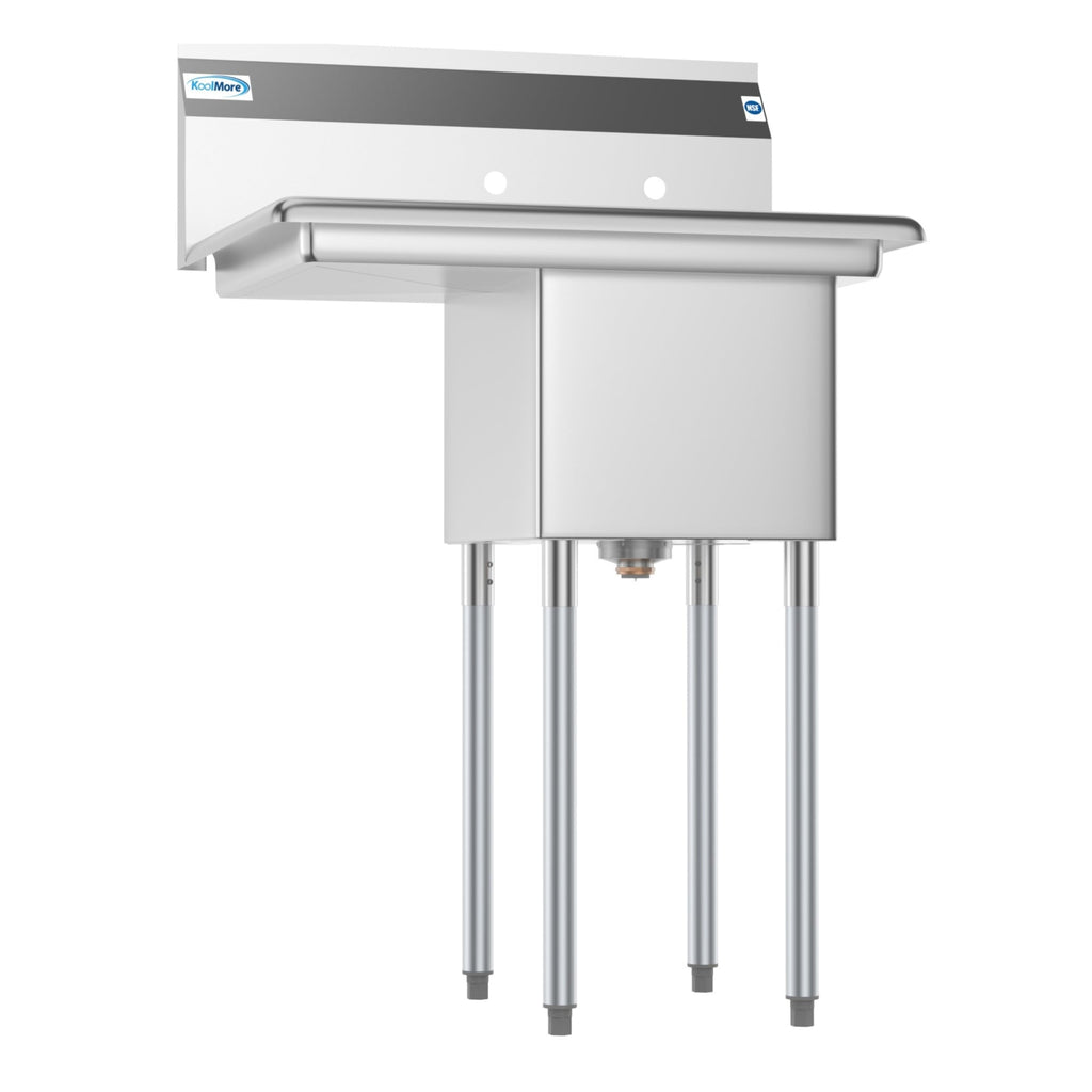 29 in. One compartment Stainless Steel Commercial Restaurant Sink with Drainboard, Bowl Size 14" x 16" x 11"