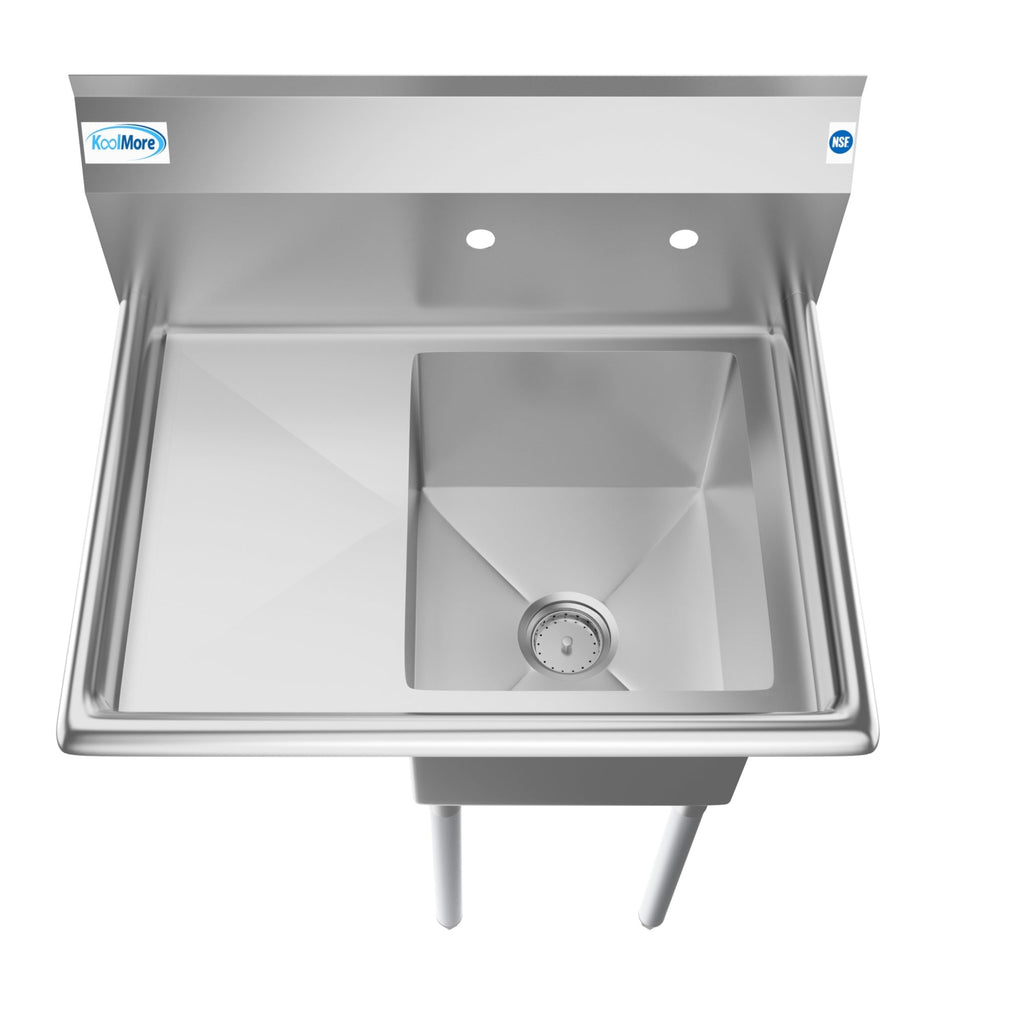 29 in. One compartment Stainless Steel Commercial Restaurant Sink with Drainboard, Bowl Size 14" x 16" x 11"