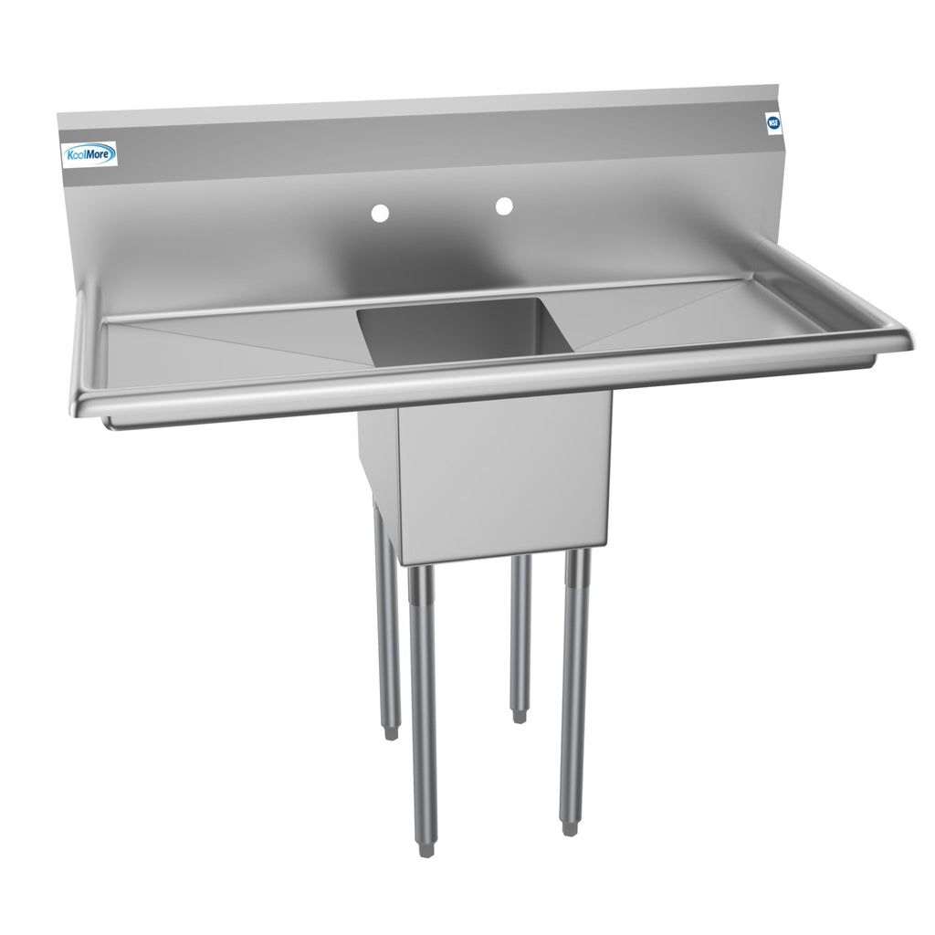 44 in. One Compartment Stainless Steel Commercial Sink with 2 Drainboards, Bowl Size 12"x 16"x 10"
