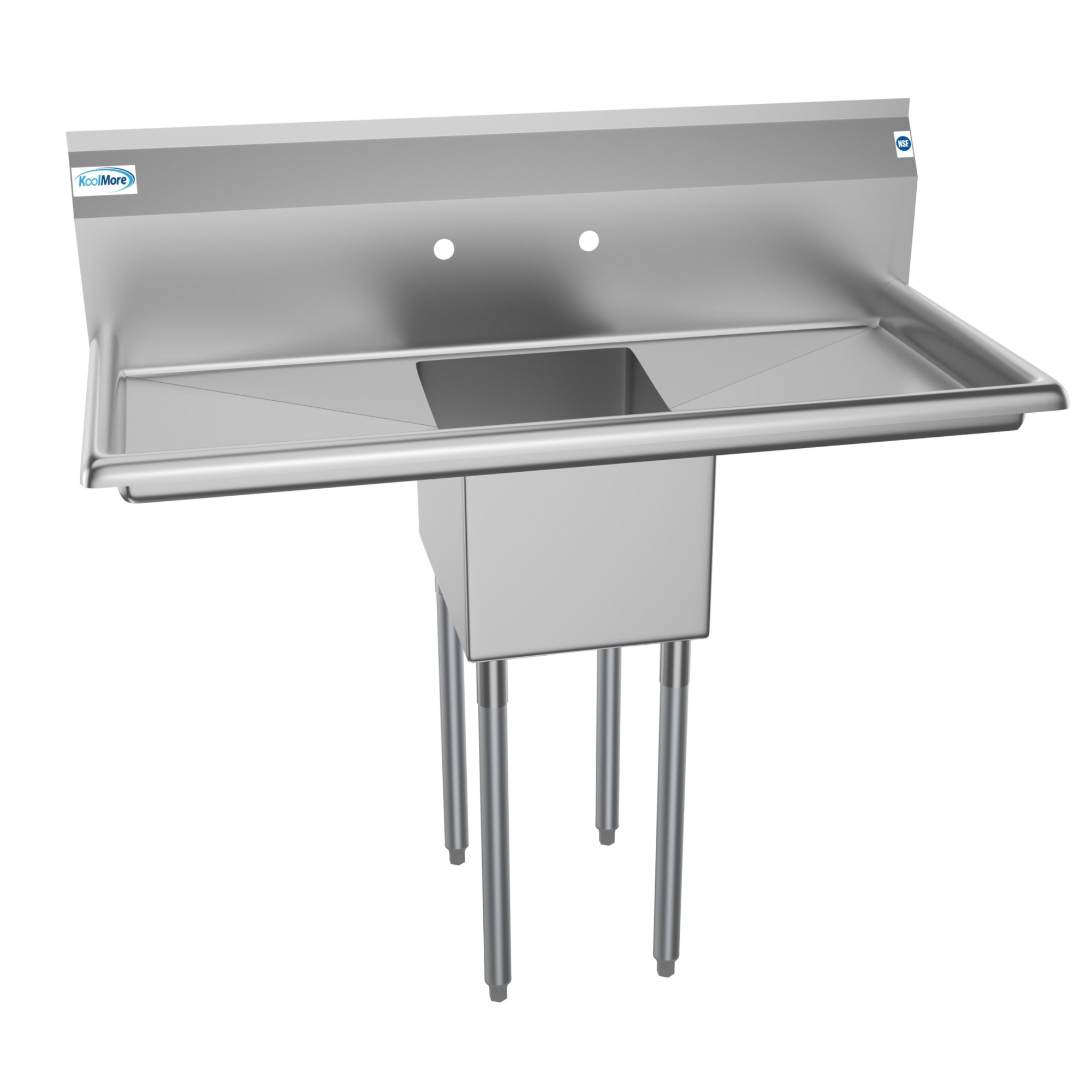 44 in. One Compartment Stainless Steel Commercial Sink with 2 Drainboards, Bowl Size 12"x 16"x 10"