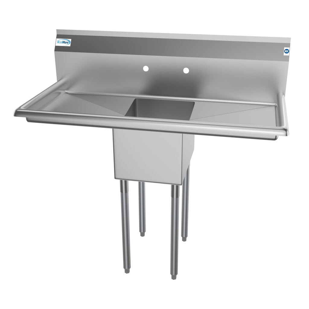 44 in. One Compartment Stainless Steel Commercial Sink with 2 Drainboards, Bowl Size 12"x 16"x 10"