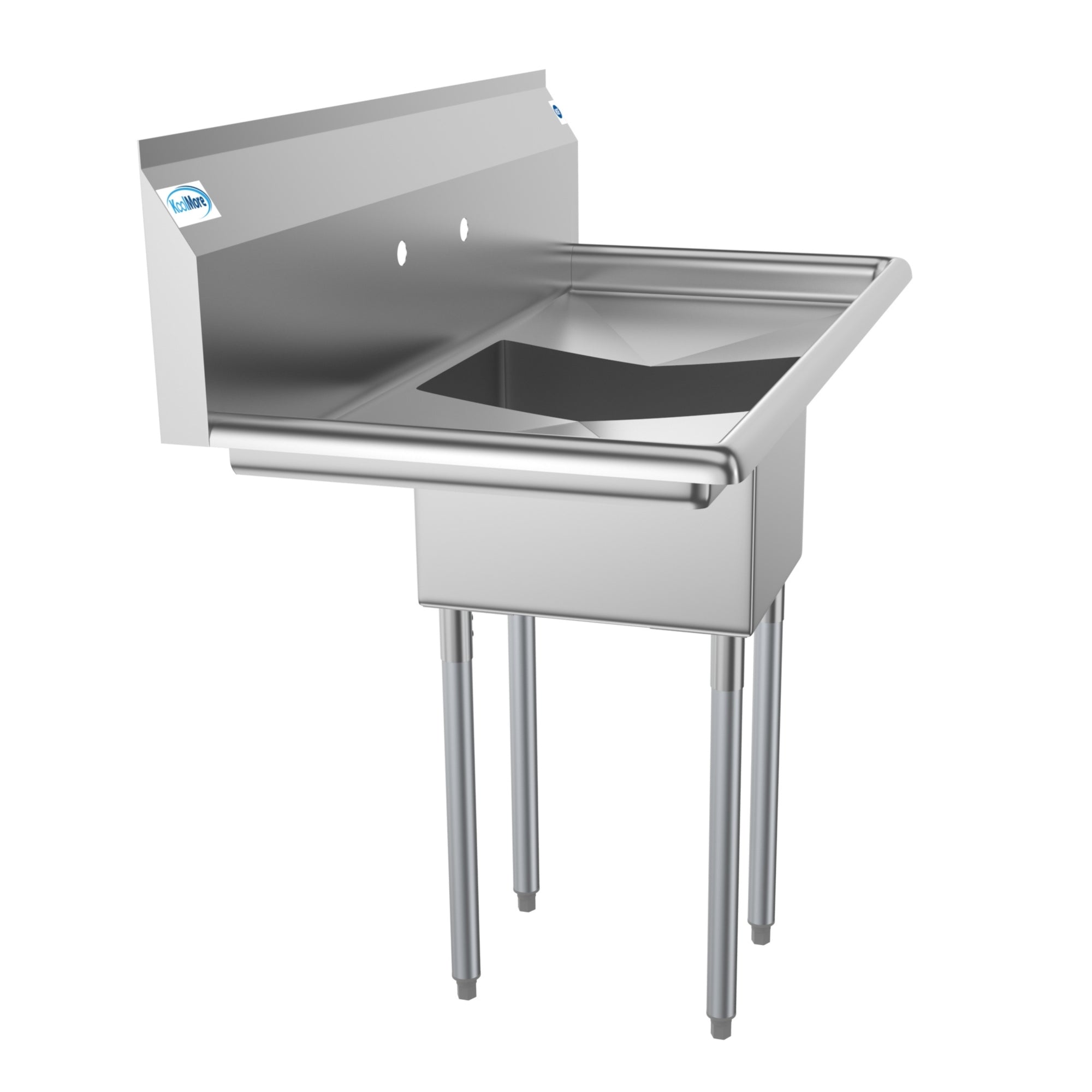 44 in. One Compartment Stainless Steel Commercial Sink with 2 Drainboards, Bowl Size 12"x 16"x 10"
