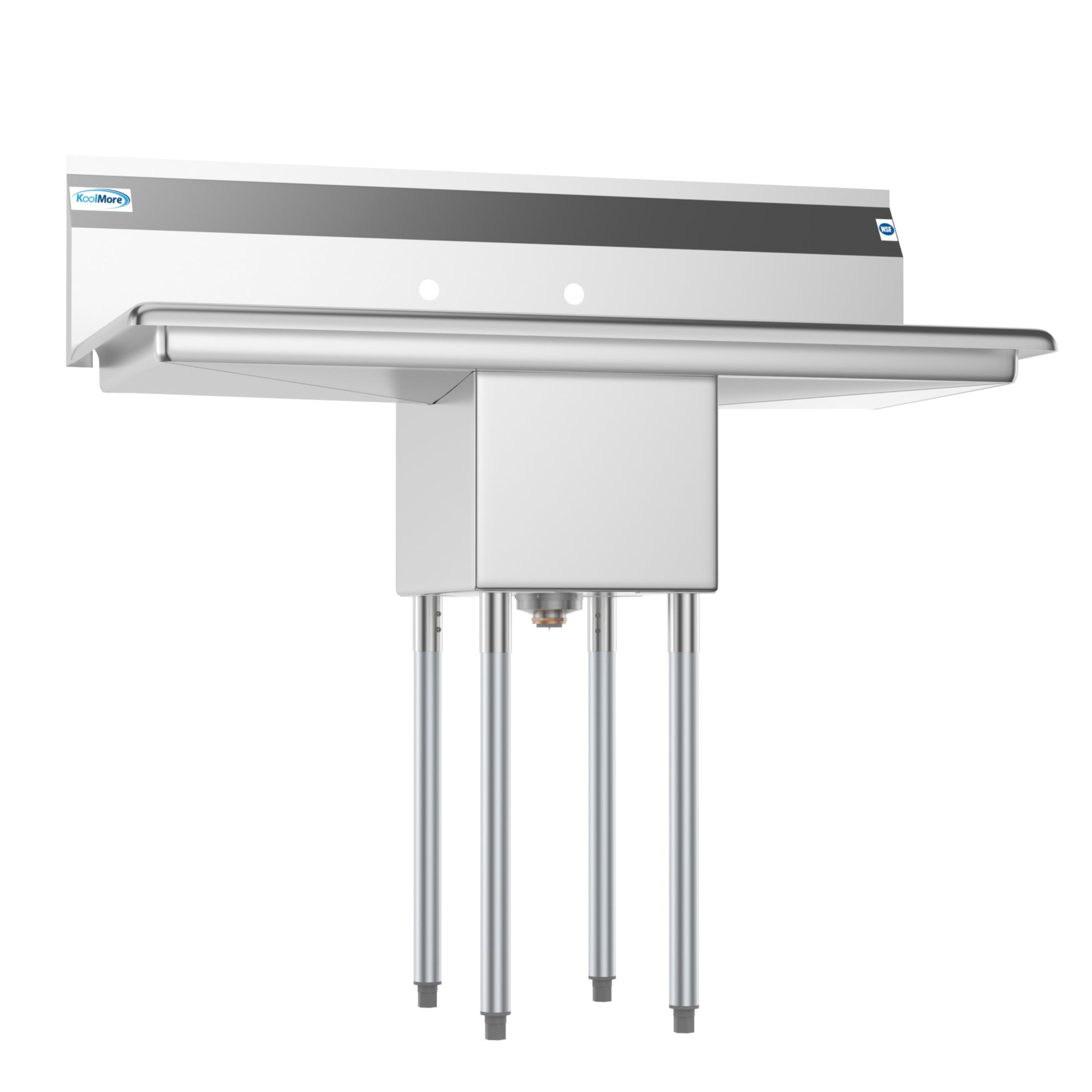 44 in. One Compartment Stainless Steel Commercial Sink with 2 Drainboards, Bowl Size 12"x 16"x 10"