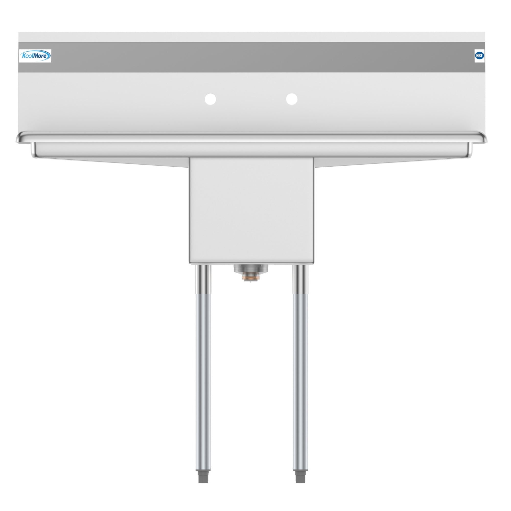 44 in. One Compartment Stainless Steel Commercial Sink with 2 Drainboards, Bowl Size 12"x 16"x 10"
