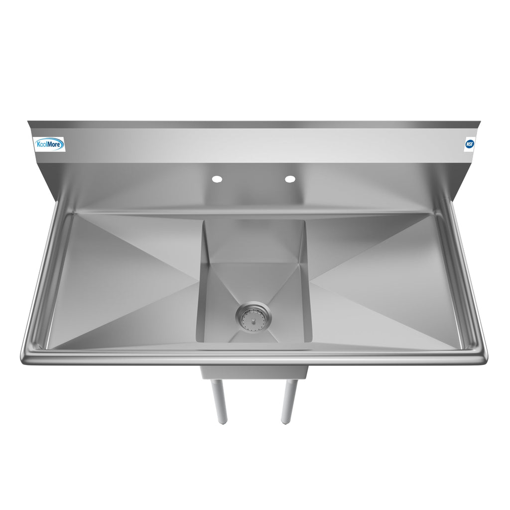 44 in. One Compartment Stainless Steel Commercial Sink with 2 Drainboards, Bowl Size 12"x 16"x 10"
