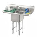 45 in. One compartment Stainless Steel Commercial Sink with Drainboards and Faucet, Bowl Size 15"x 15"x 12"
