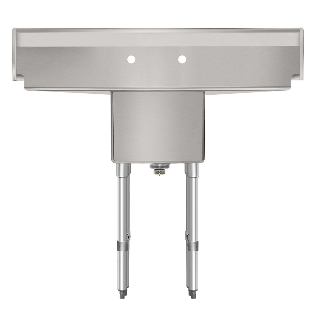 45 in. One compartment Stainless Steel Commercial Sink with Drainboards and Faucet, Bowl Size 15"x 15"x 12"
