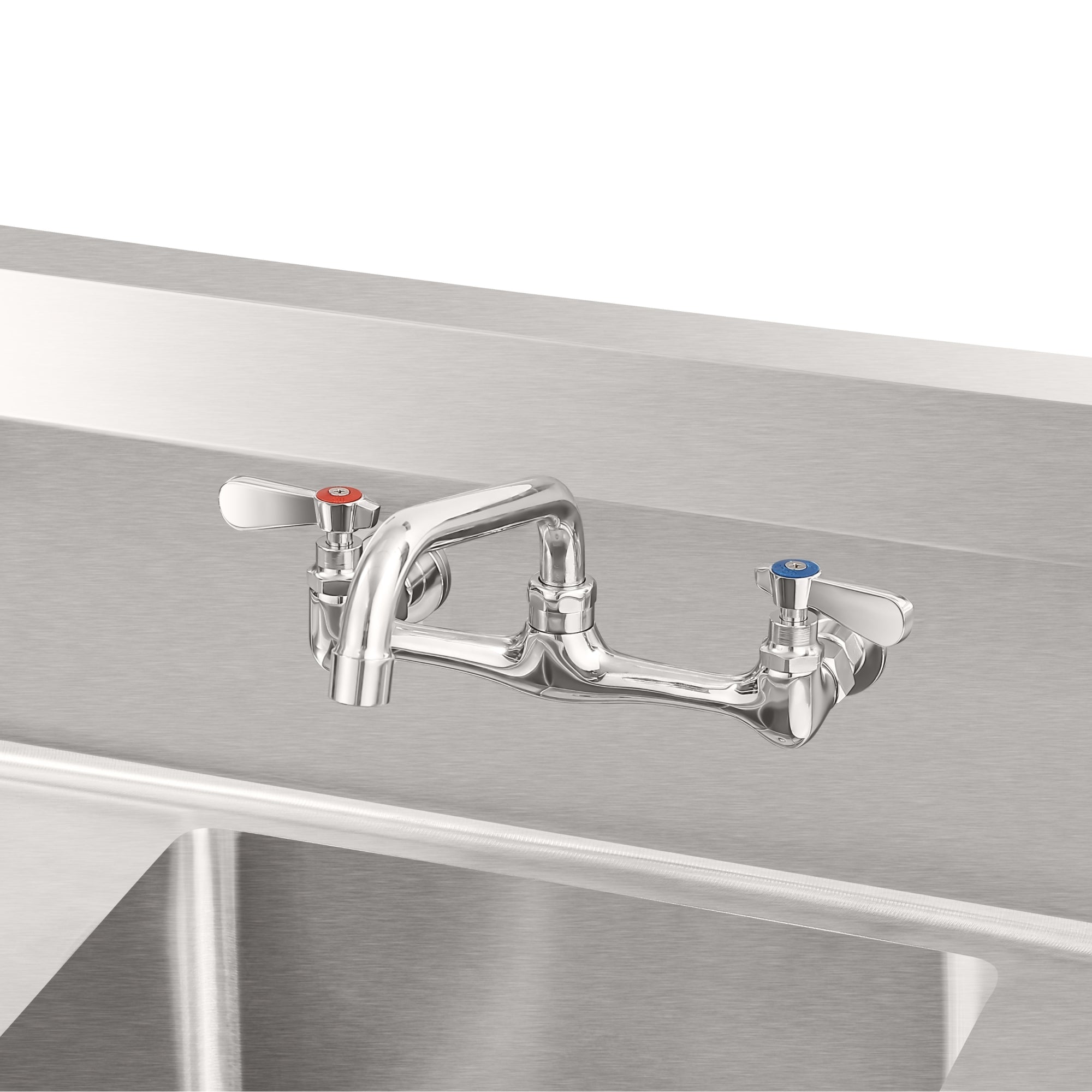 45 in. One compartment Stainless Steel Commercial Sink with Drainboards and Faucet, Bowl Size 15"x 15"x 12"