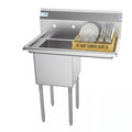 33 in. One Compartment Stainless Steel  Commercial Sink with Drainboard, Bowl Size 15"x 15"x 12"