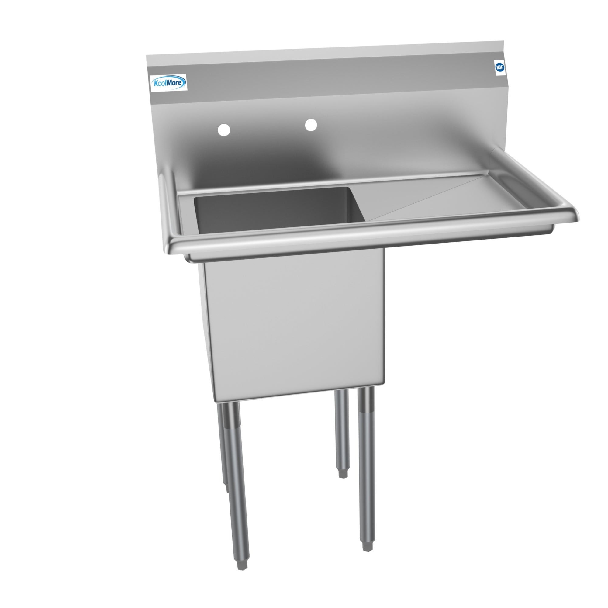 33 in. One Compartment Stainless Steel  Commercial Sink with Drainboard, Bowl Size 15"x 15"x 12"
