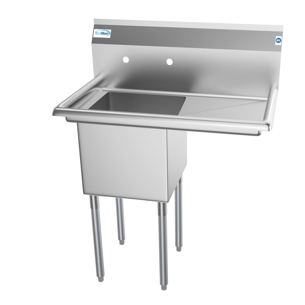 33 in. One Compartment Stainless Steel  Commercial Sink with Drainboard, Bowl Size 15"x 15"x 12"