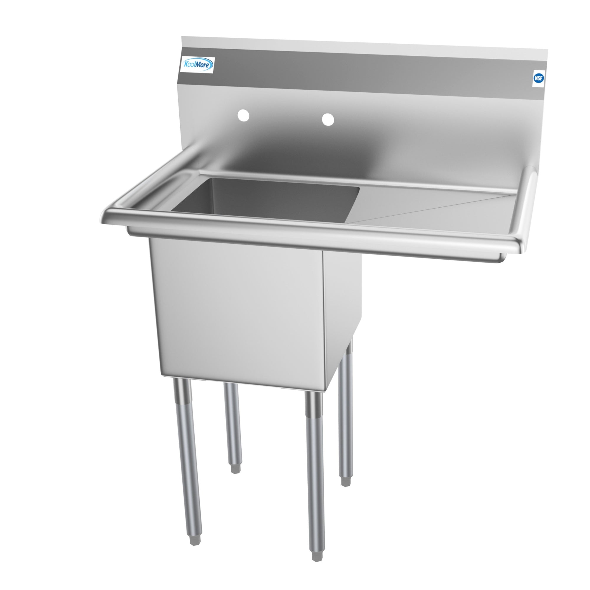33 in. One Compartment Stainless Steel  Commercial Sink with Drainboard, Bowl Size 15"x 15"x 12"