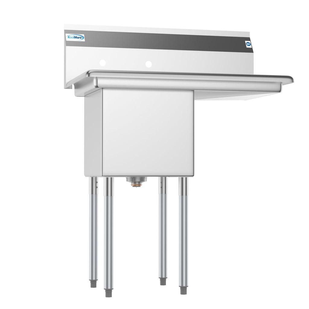 33 in. One Compartment Stainless Steel  Commercial Sink with Drainboard, Bowl Size 15"x 15"x 12"