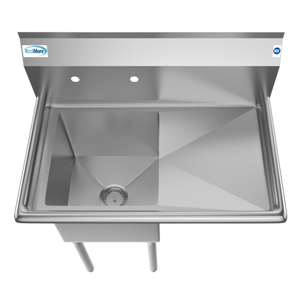 33 in. One Compartment Stainless Steel  Commercial Sink with Drainboard, Bowl Size 15"x 15"x 12"