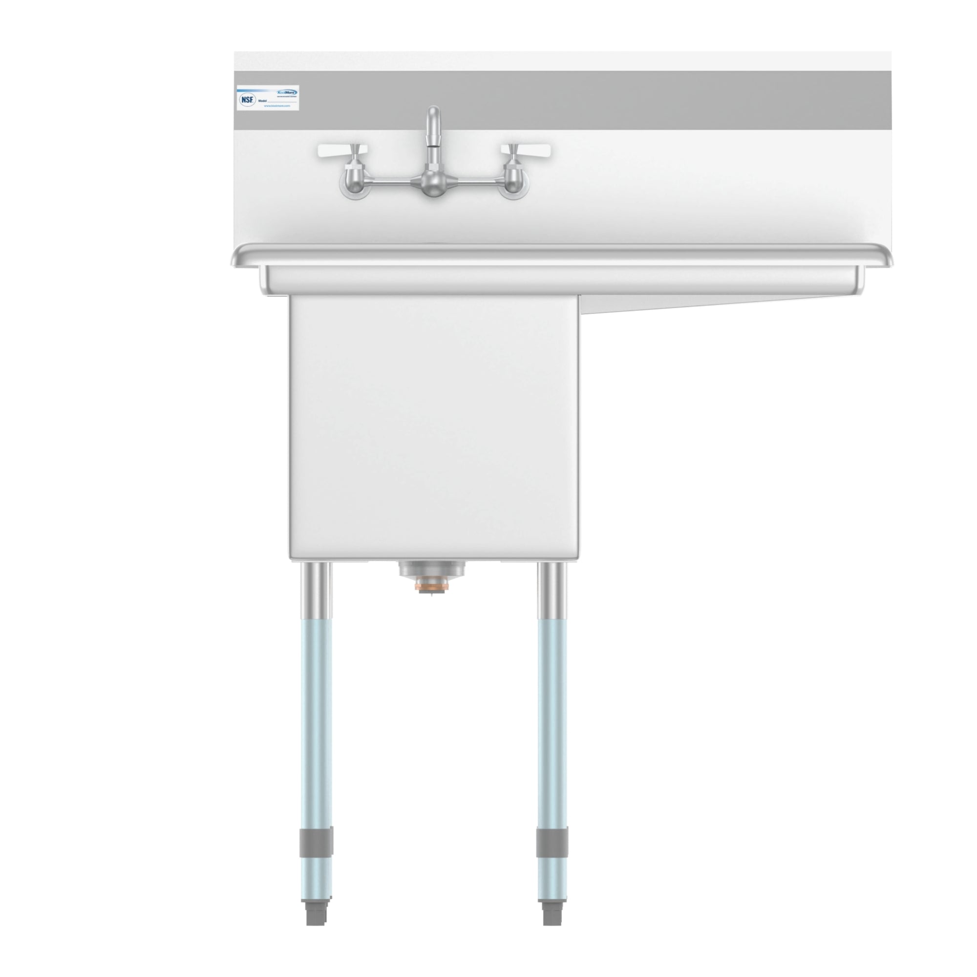 33 in. One Compartment Stainless Steel Commercial Sink with Drainboard, Bowl Size 15"x 15"x 12"