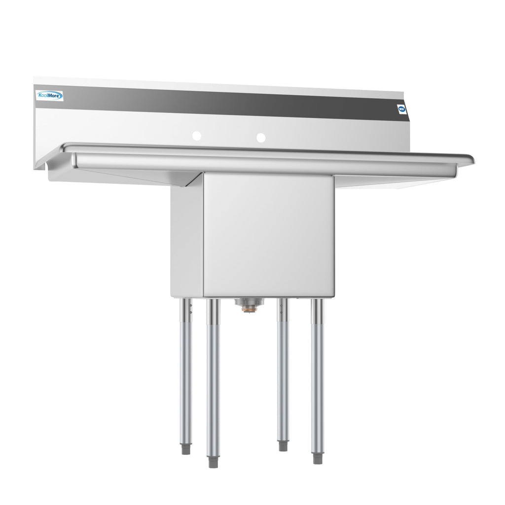 45 in. One Compartment Stainless Steel Commercial Sink with Drainboards, Bowl Size 15"x 15"x 12"