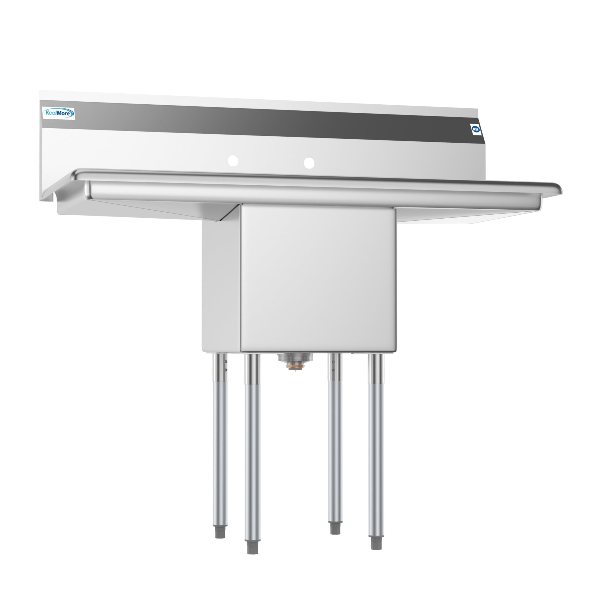 45 in. One Compartment Stainless Steel Commercial Sink with Drainboards, Bowl Size 15"x 15"x 12"