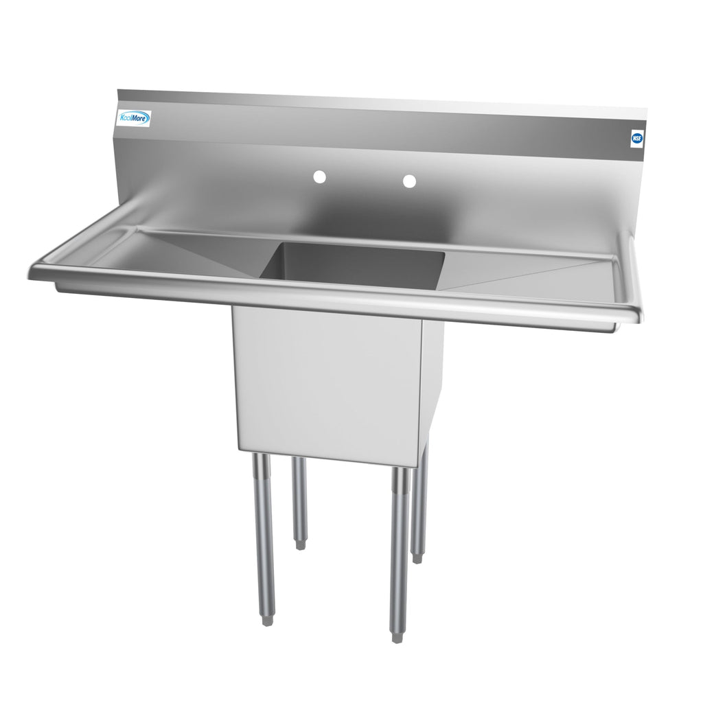 45 in. One Compartment Stainless Steel Commercial Sink with Drainboards, Bowl Size 15"x 15"x 12"