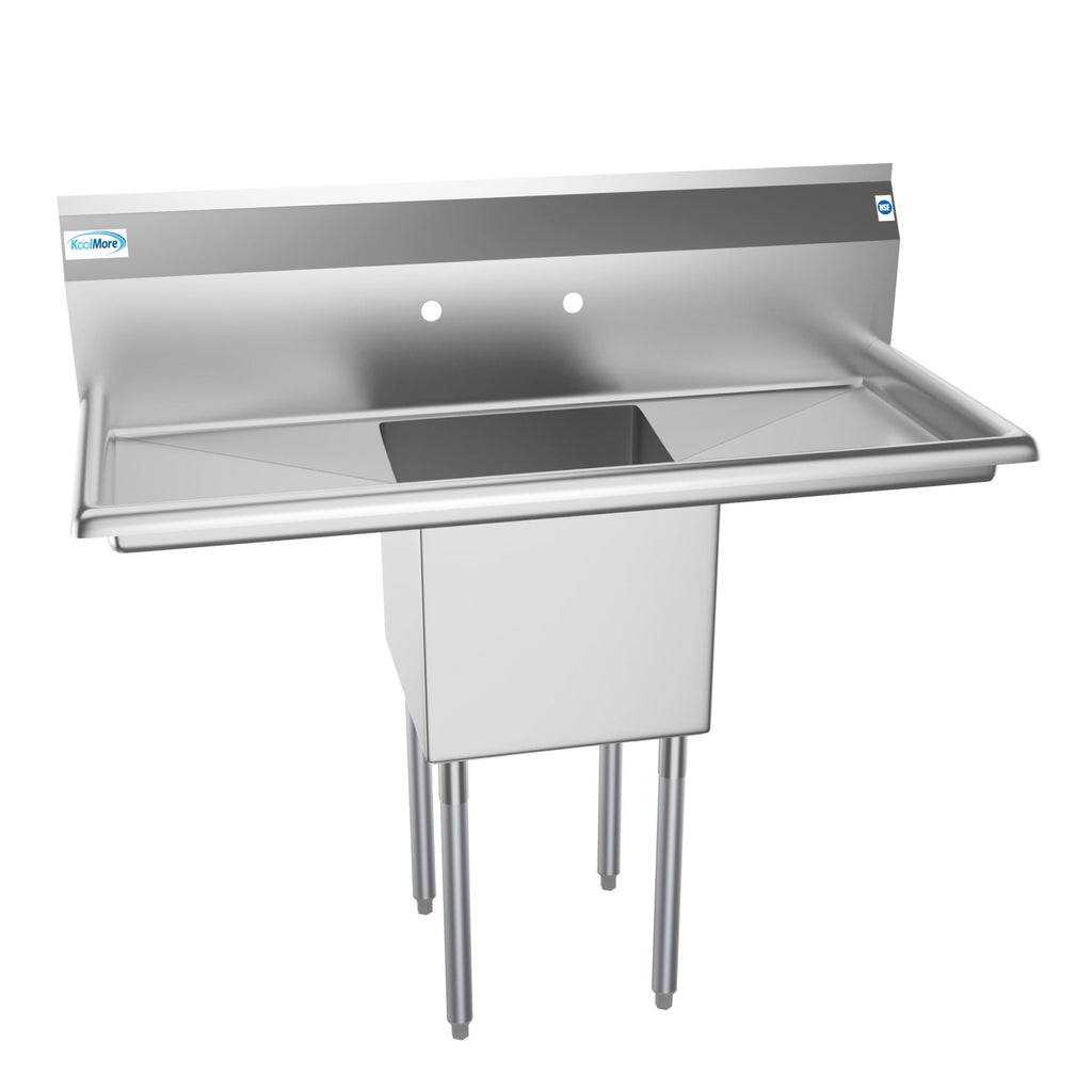 45 in. One Compartment Stainless Steel Commercial Sink with Drainboards, Bowl Size 15"x 15"x 12"