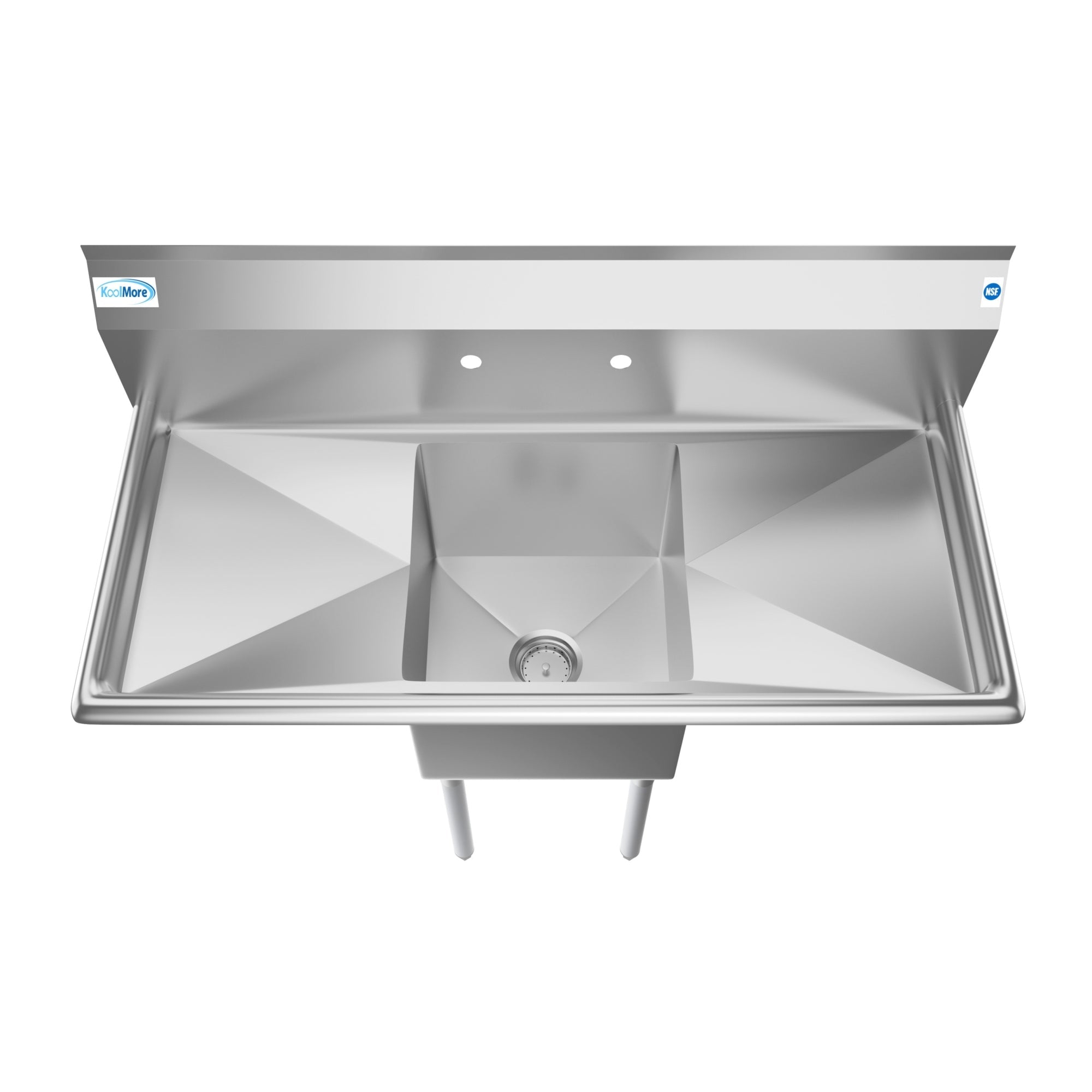 45 in. One Compartment Stainless Steel Commercial Sink with Drainboards, Bowl Size 15"x 15"x 12"