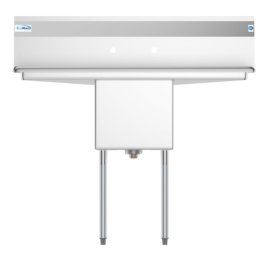 45 in. One Compartment Stainless Steel Commercial Sink with Drainboards, Bowl Size 15"x 15"x 12"