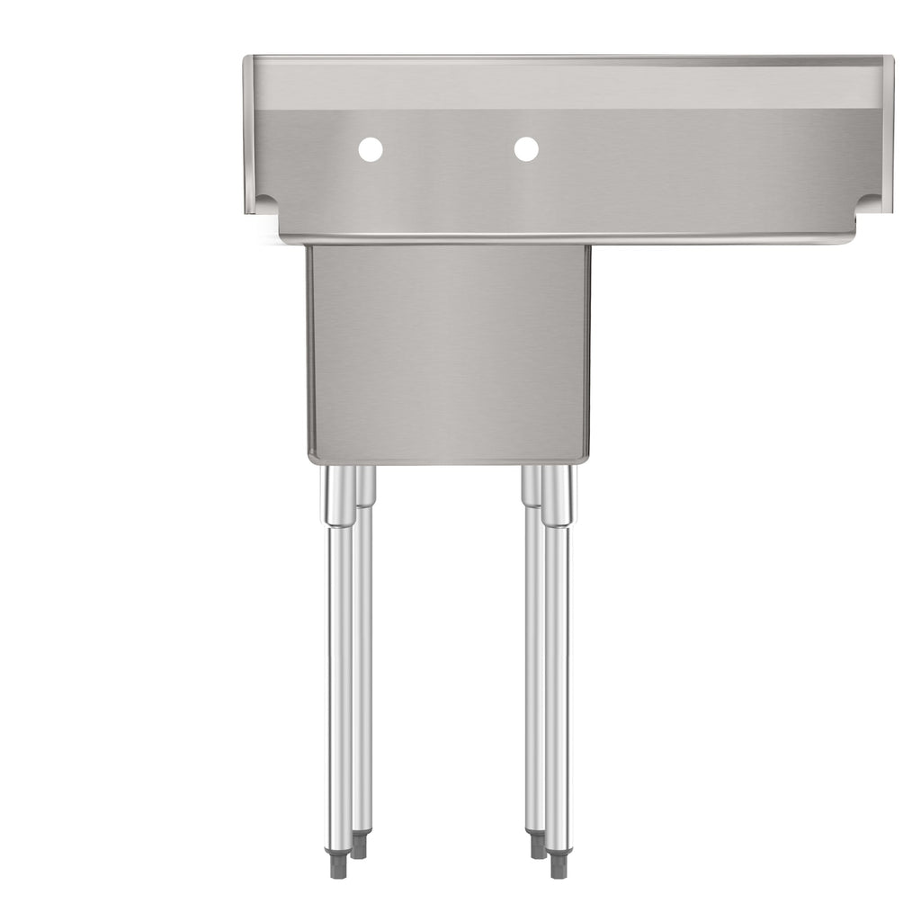 33 in. One Compartment Stainless Steel Commercial Sink with Drainboard, Bowl Size 15"x 15"x 12"