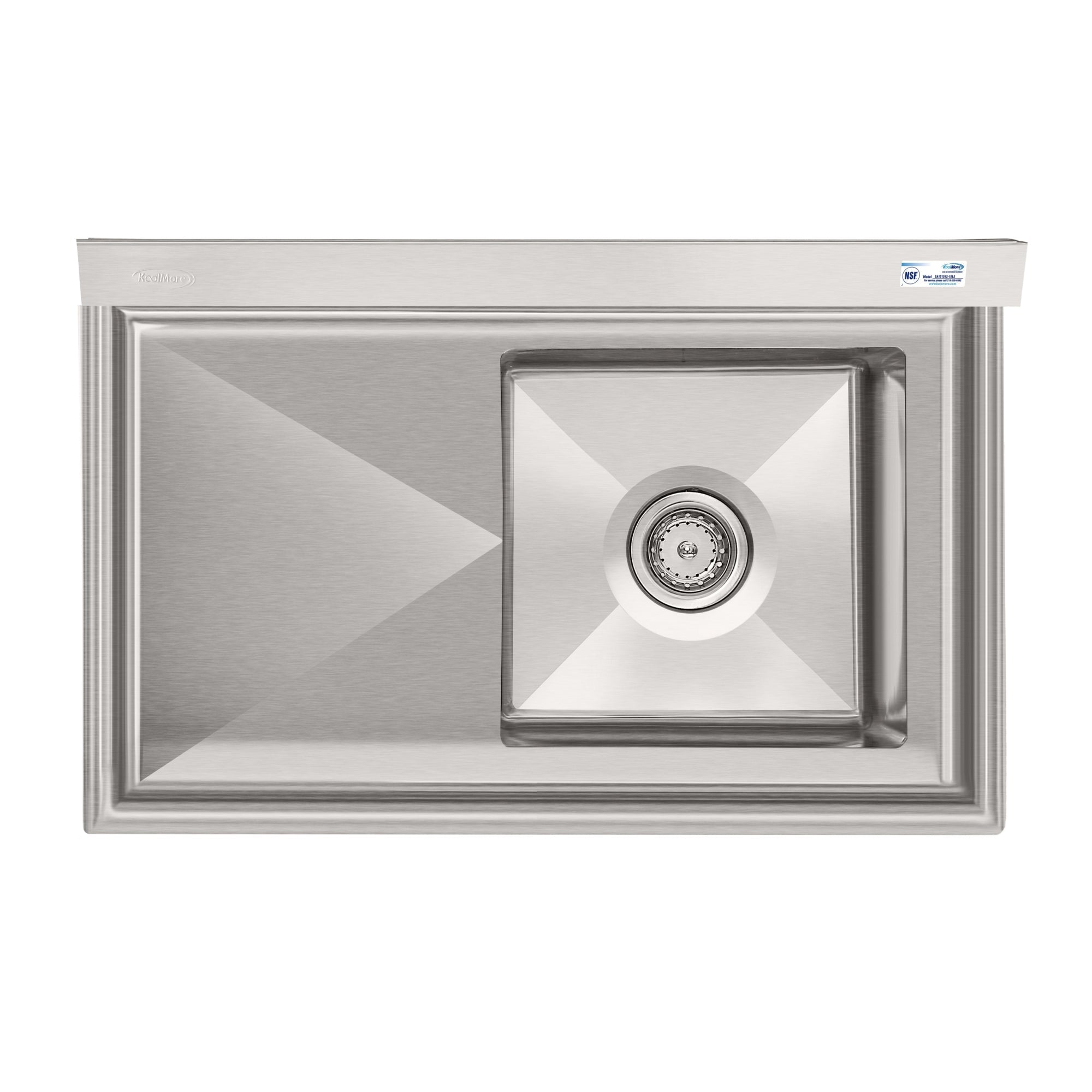 33 in. One Compartment Stainless Steel Commercial Sink with Drainboard, Bowl Size 15"x 15"x 12"