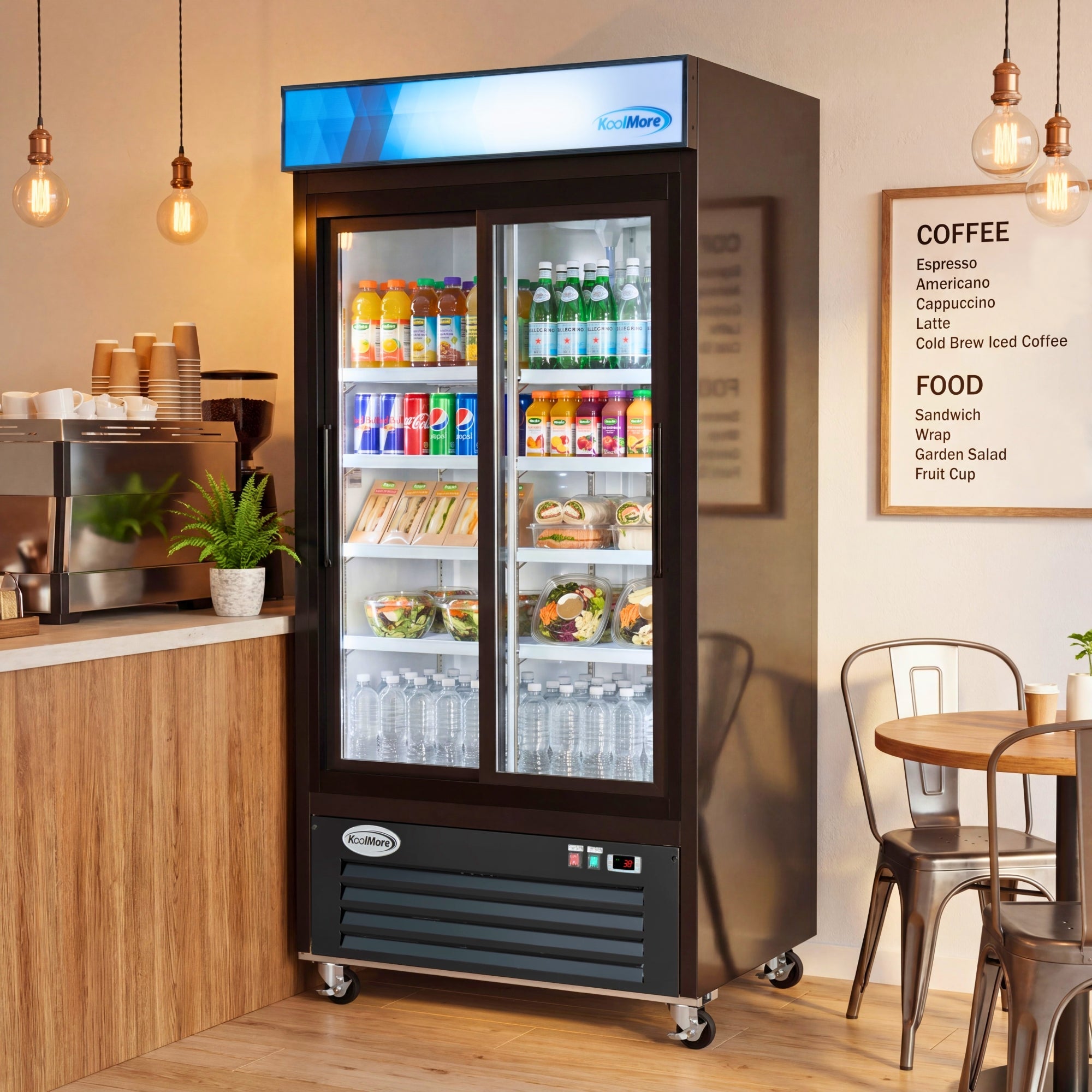 40 in. 33 Cu. Ft. Commercial Merchandiser Refrigerator with Sliding Doors, LED Lighting in Black