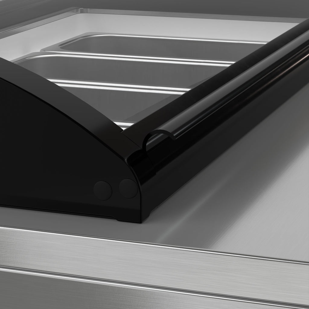 39 in. 5-Pan Countertop Ice Cream Display Freezer with Curved Glass Top in Stainless-Steel