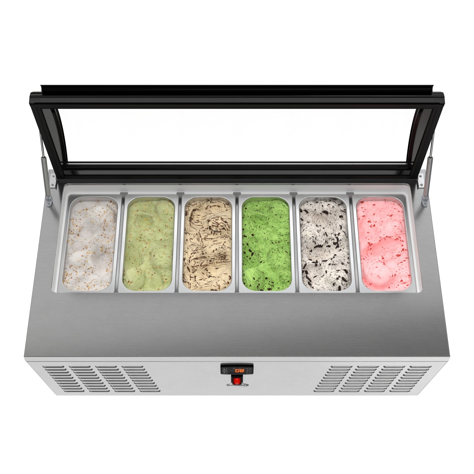 45 in. 6-Pan Countertop Ice Cream Display Freezer with Curved Glass Top in Stainless-Steel
