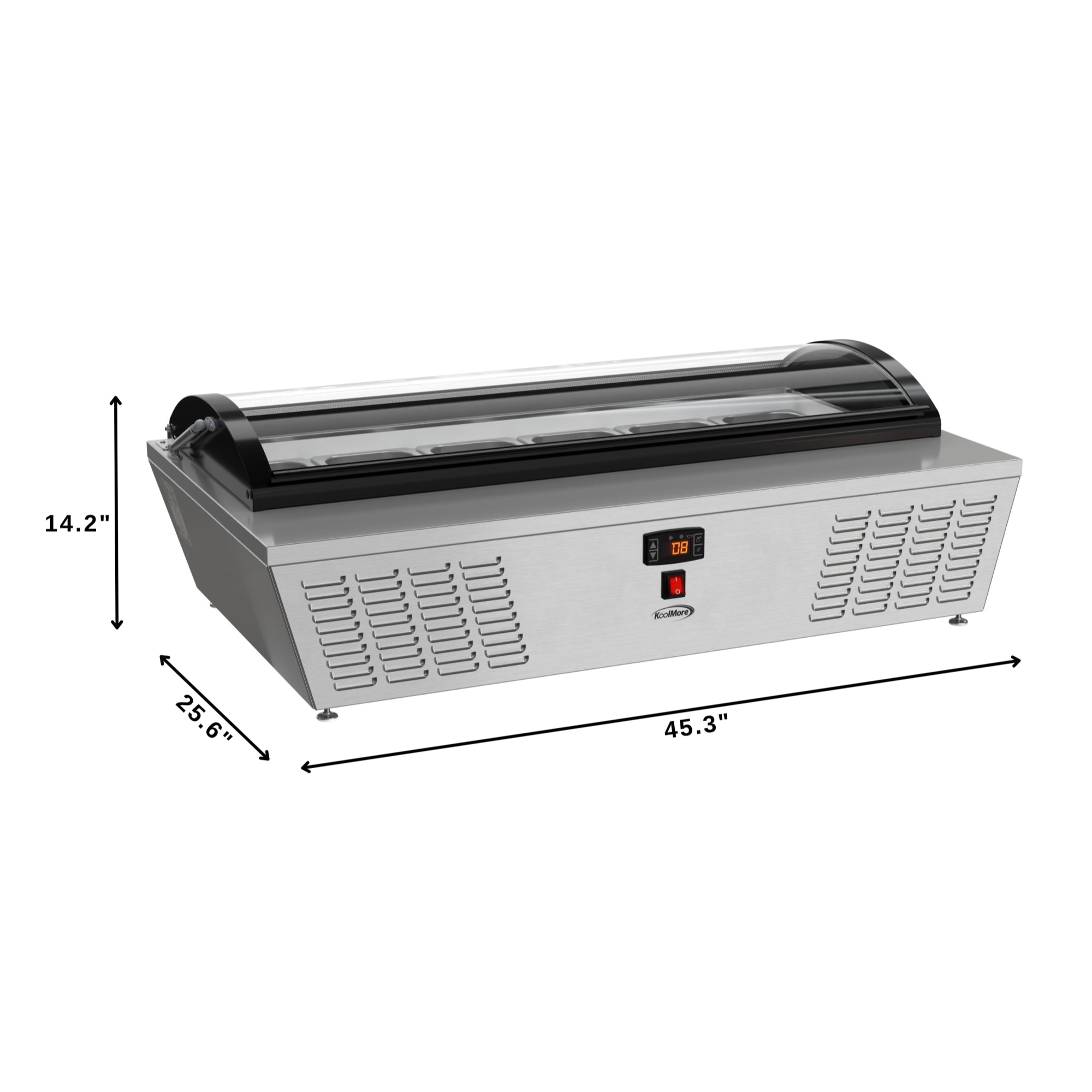 45 in. 6-Pan Countertop Ice Cream Display Freezer with Curved Glass Top in Stainless-Steel