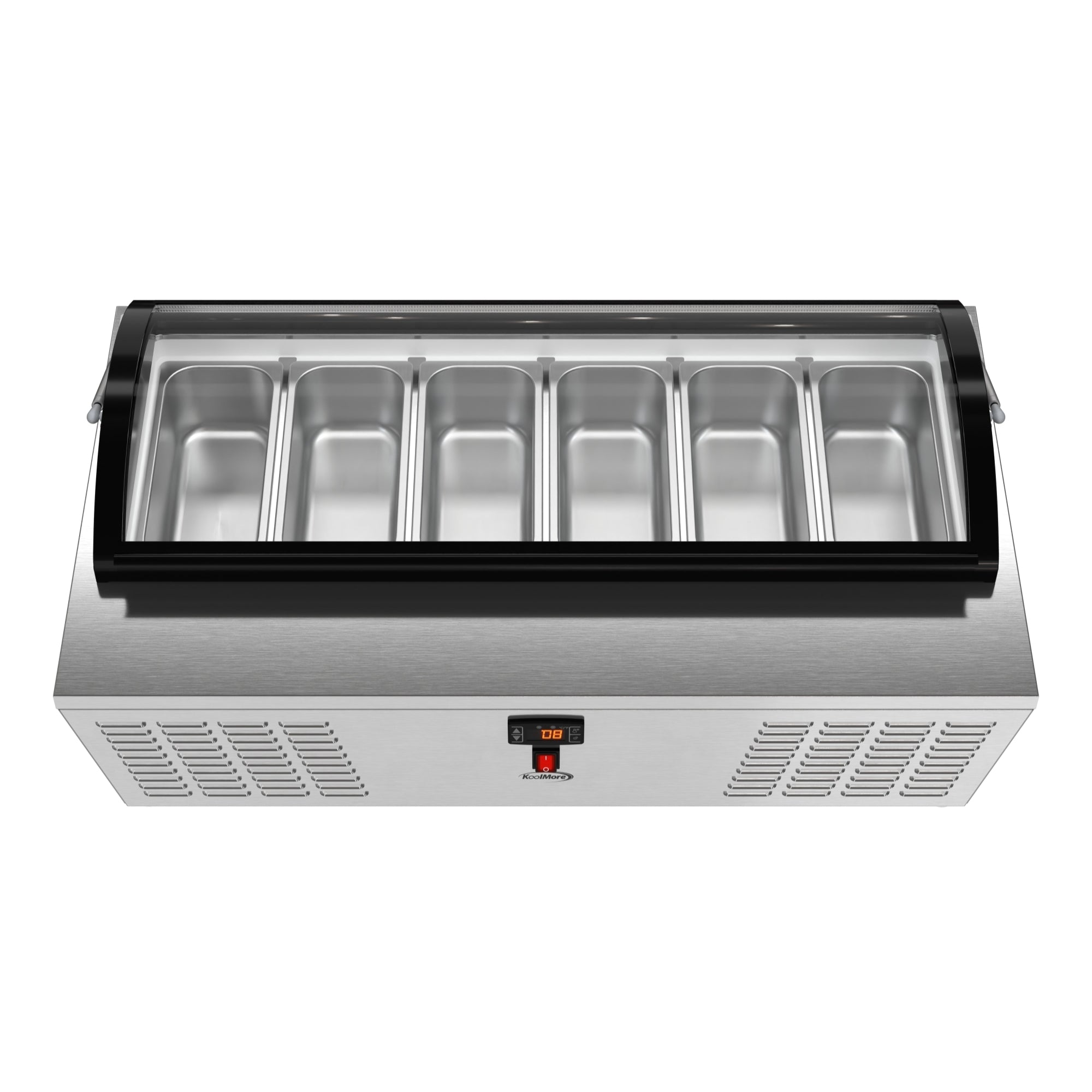 45 in. 6-Pan Countertop Ice Cream Display Freezer with Curved Glass Top in Stainless-Steel