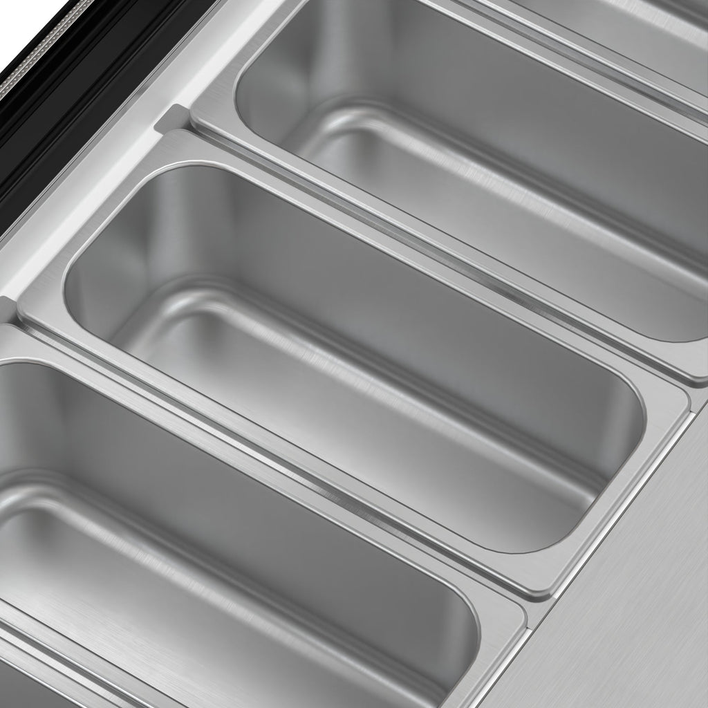 45 in. 6-Pan Countertop Ice Cream Display Freezer with Curved Glass Top in Stainless-Steel