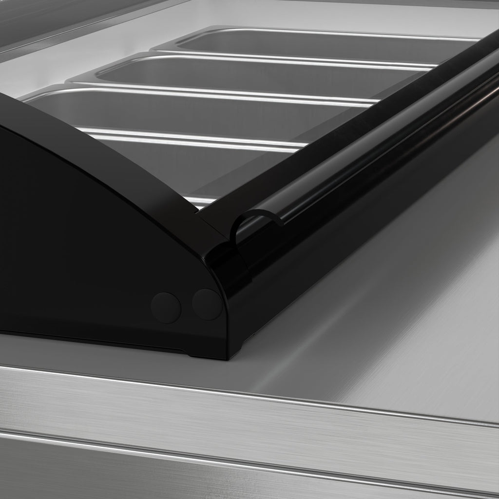45 in. 6-Pan Countertop Ice Cream Display Freezer with Curved Glass Top in Stainless-Steel