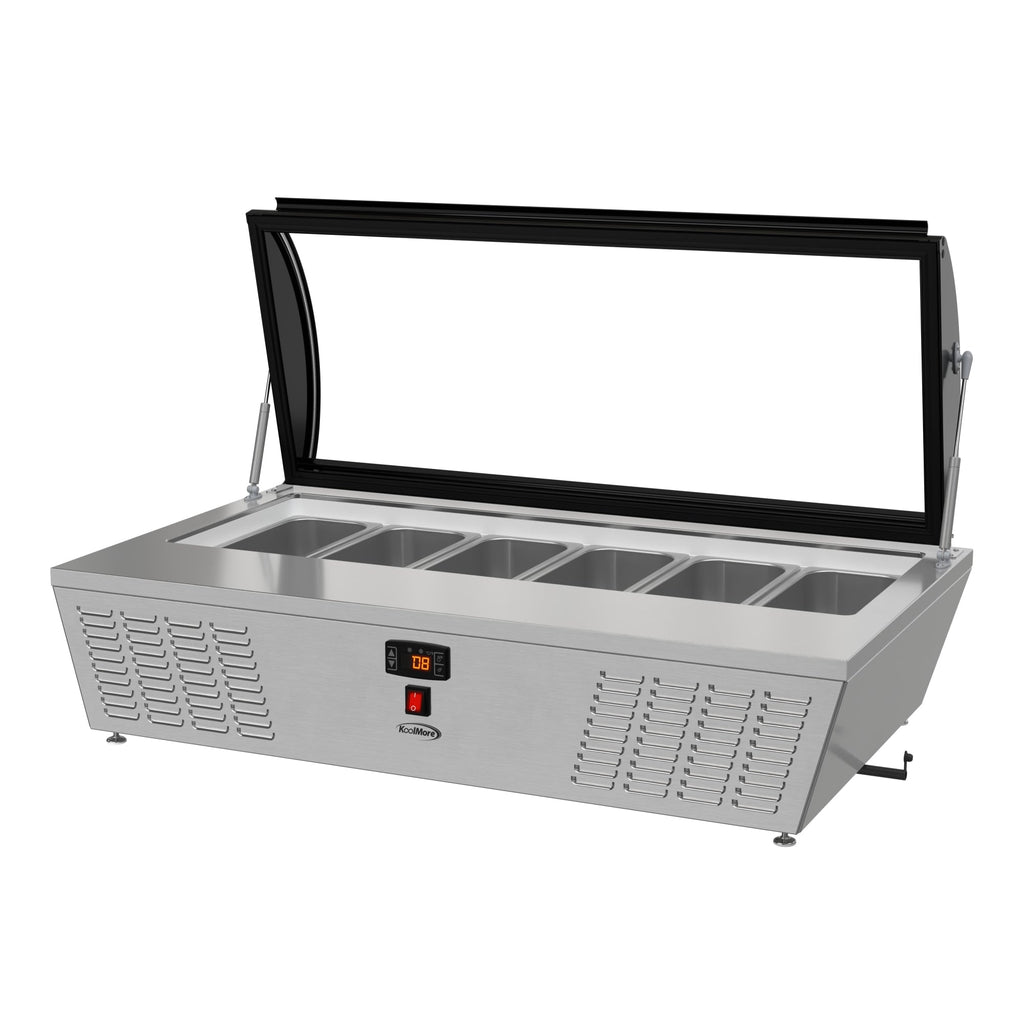 45 in. 6-Pan Countertop Ice Cream Display Freezer with Curved Glass Top in Stainless-Steel
