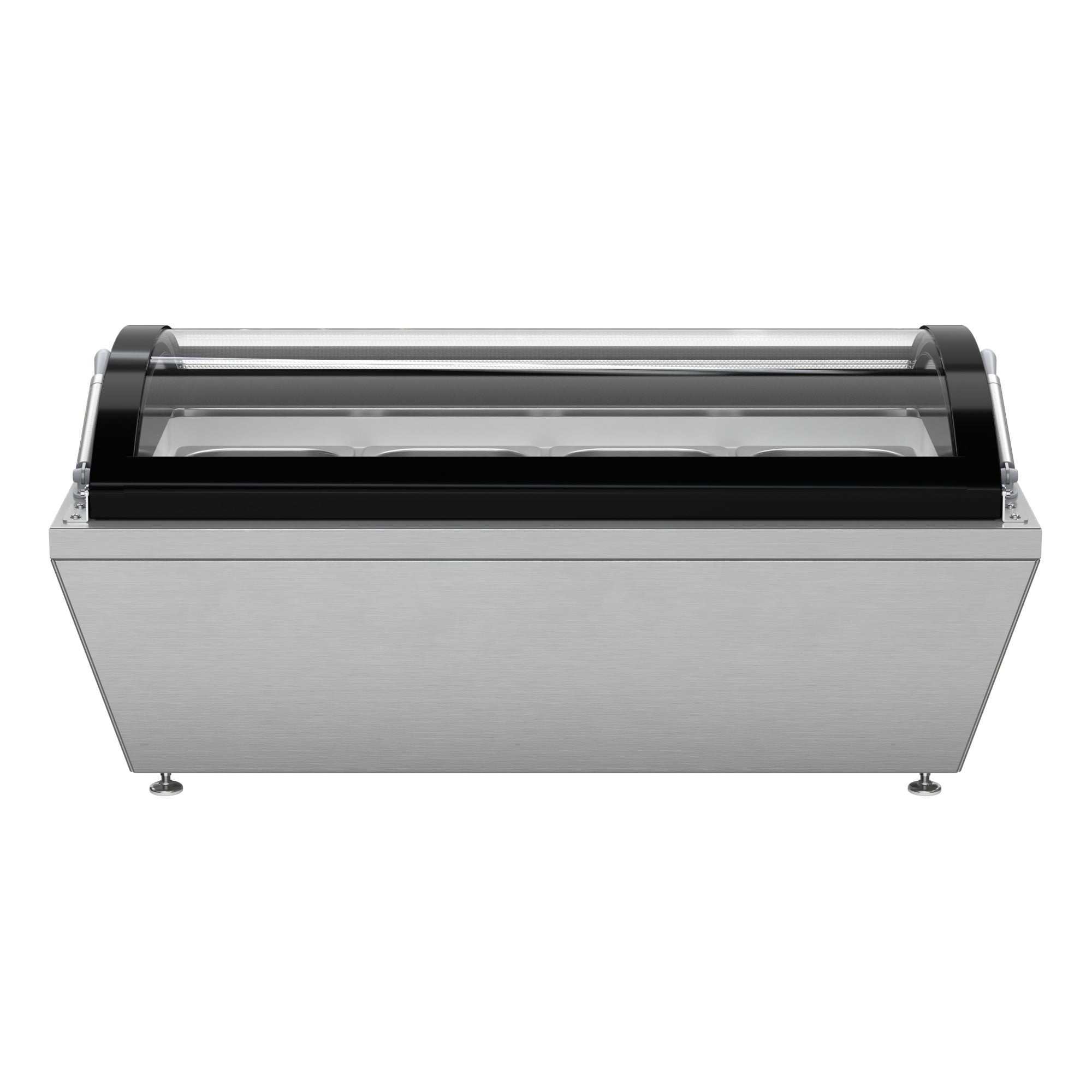 32 in. 4-Pan Countertop Ice Cream Display Freezer with Curved Glass Top in Stainless-Steel