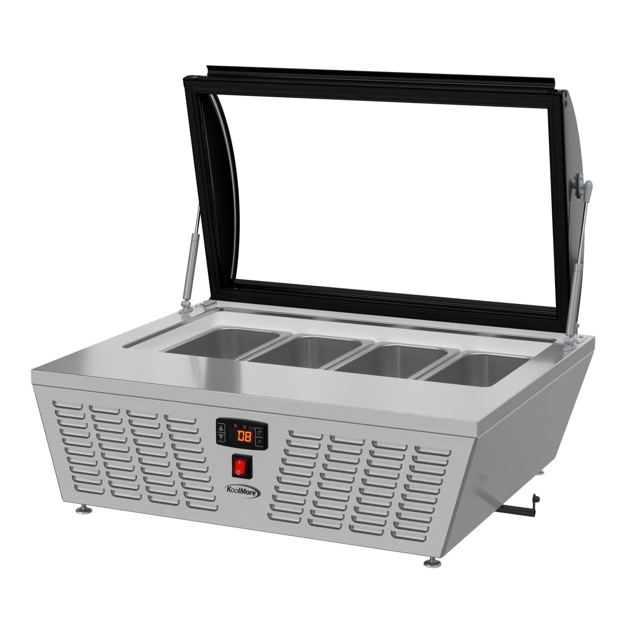 32 in. 4-Pan Countertop Ice Cream Display Freezer with Curved Glass Top in Stainless-Steel