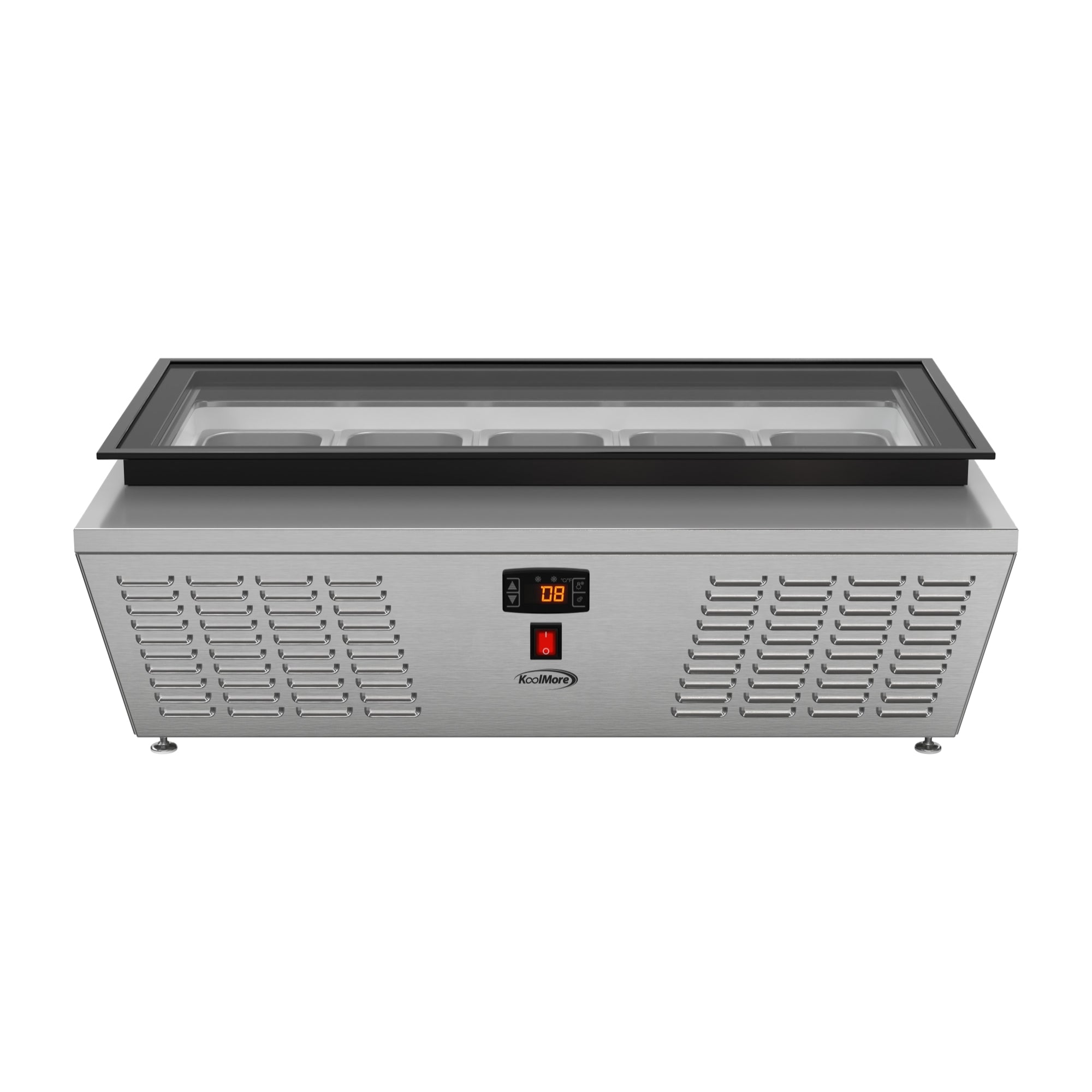 39 in. 5-Pan Countertop Ice Cream Display Freezer with Glass Top in Stainless-Steel