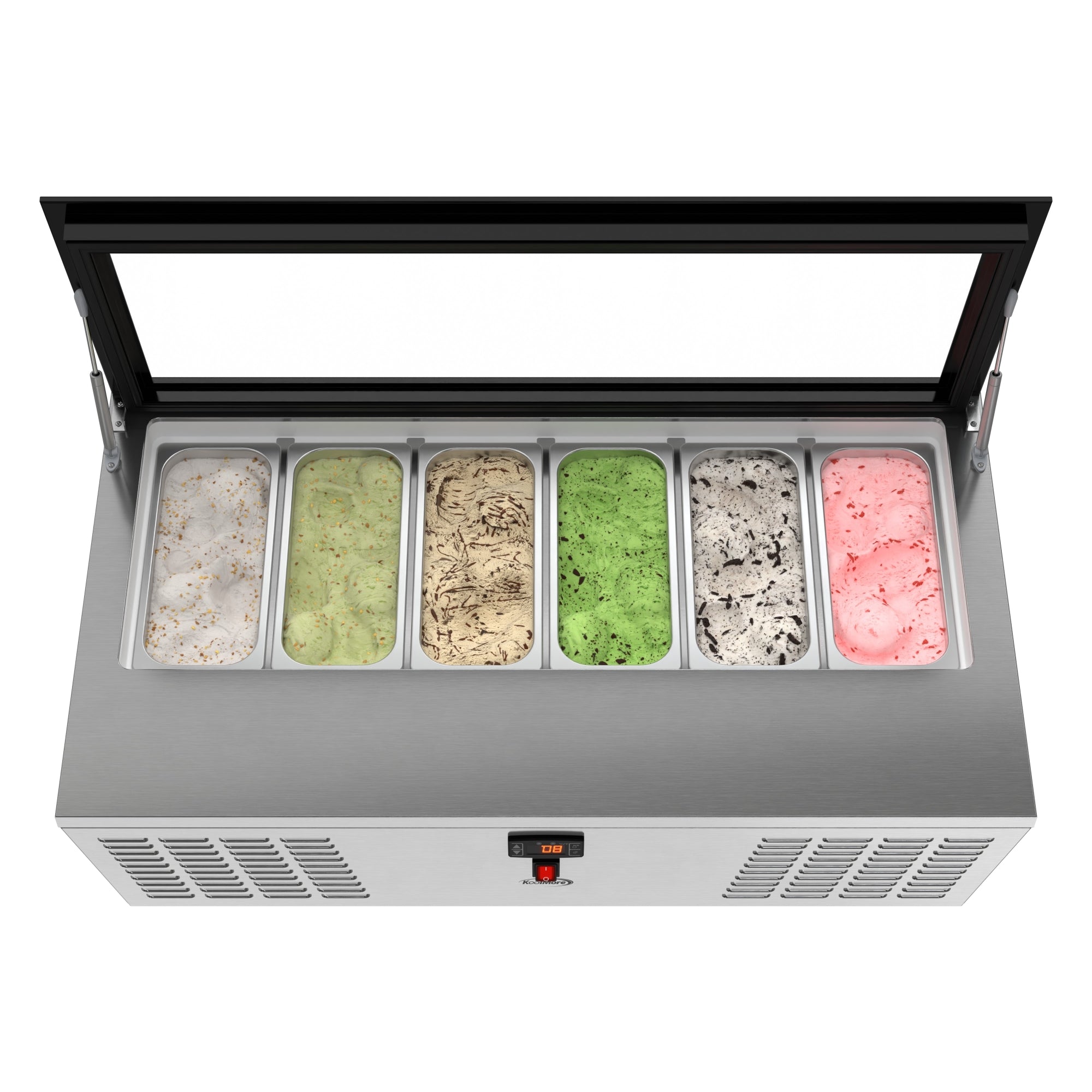 45 in. 6-Pan Countertop Ice Cream Display Freezer with Glass Top in Stainless-Steel